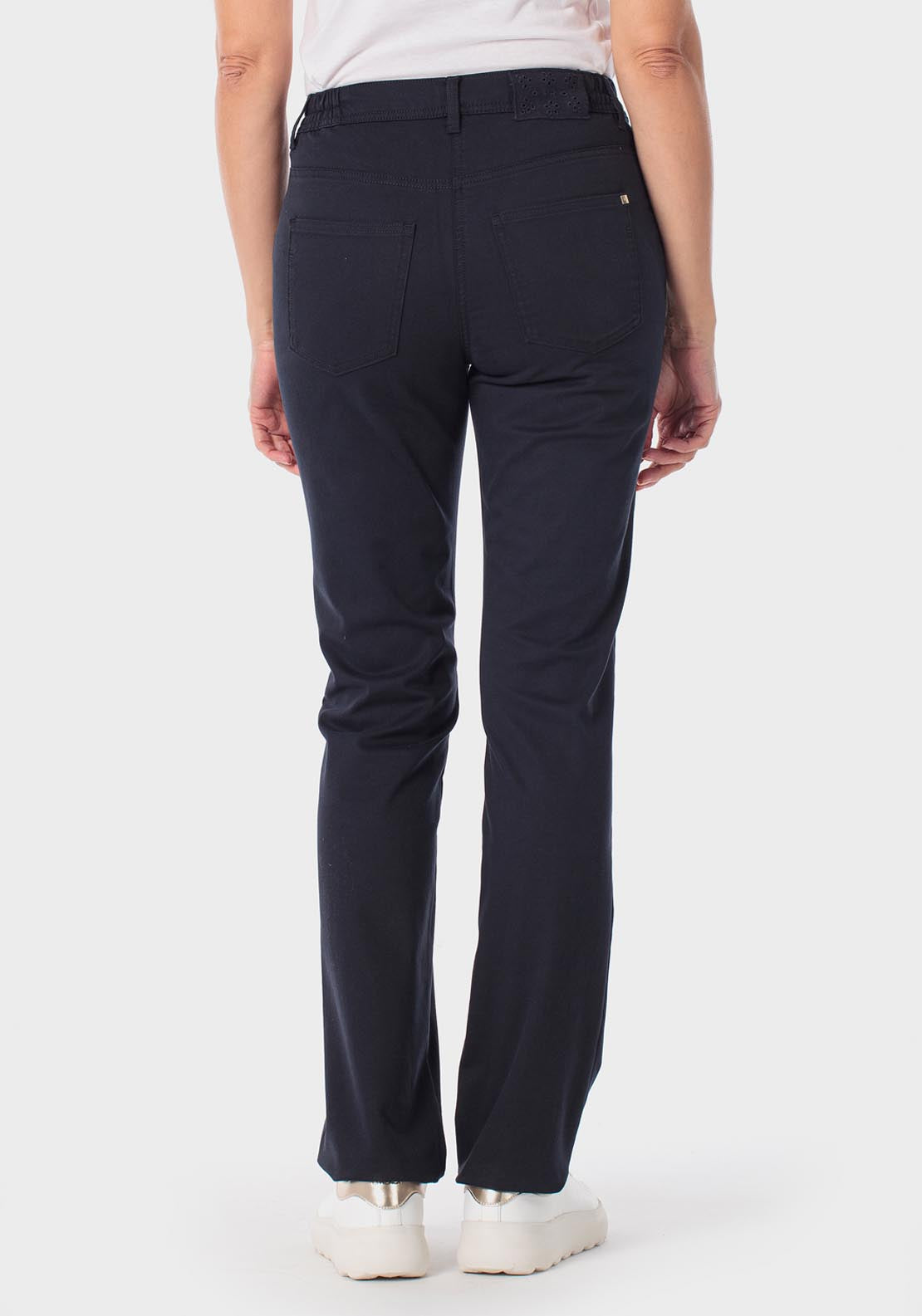 Cotton Trousers With Elastic - Blue Navy