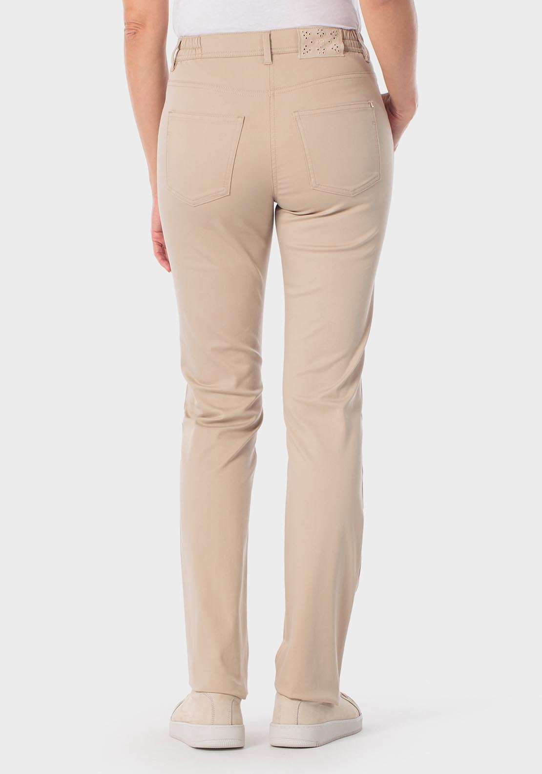Cotton Trousers With Elastic - Beige Natural