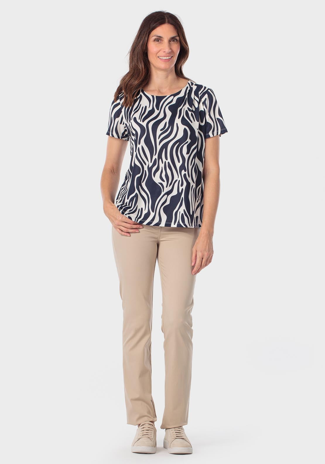 Cotton Trousers With Elastic - Beige Natural