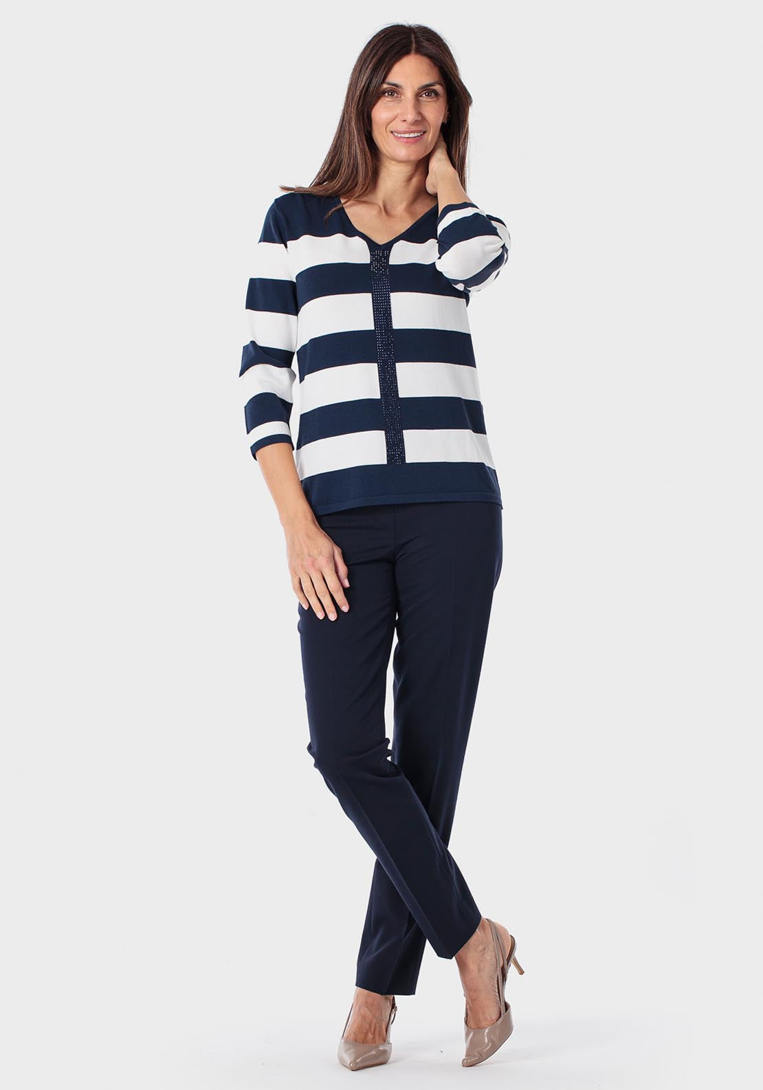 Punt Roma Viscose Trousers - Blue Navy 3 Shaws Department Stores