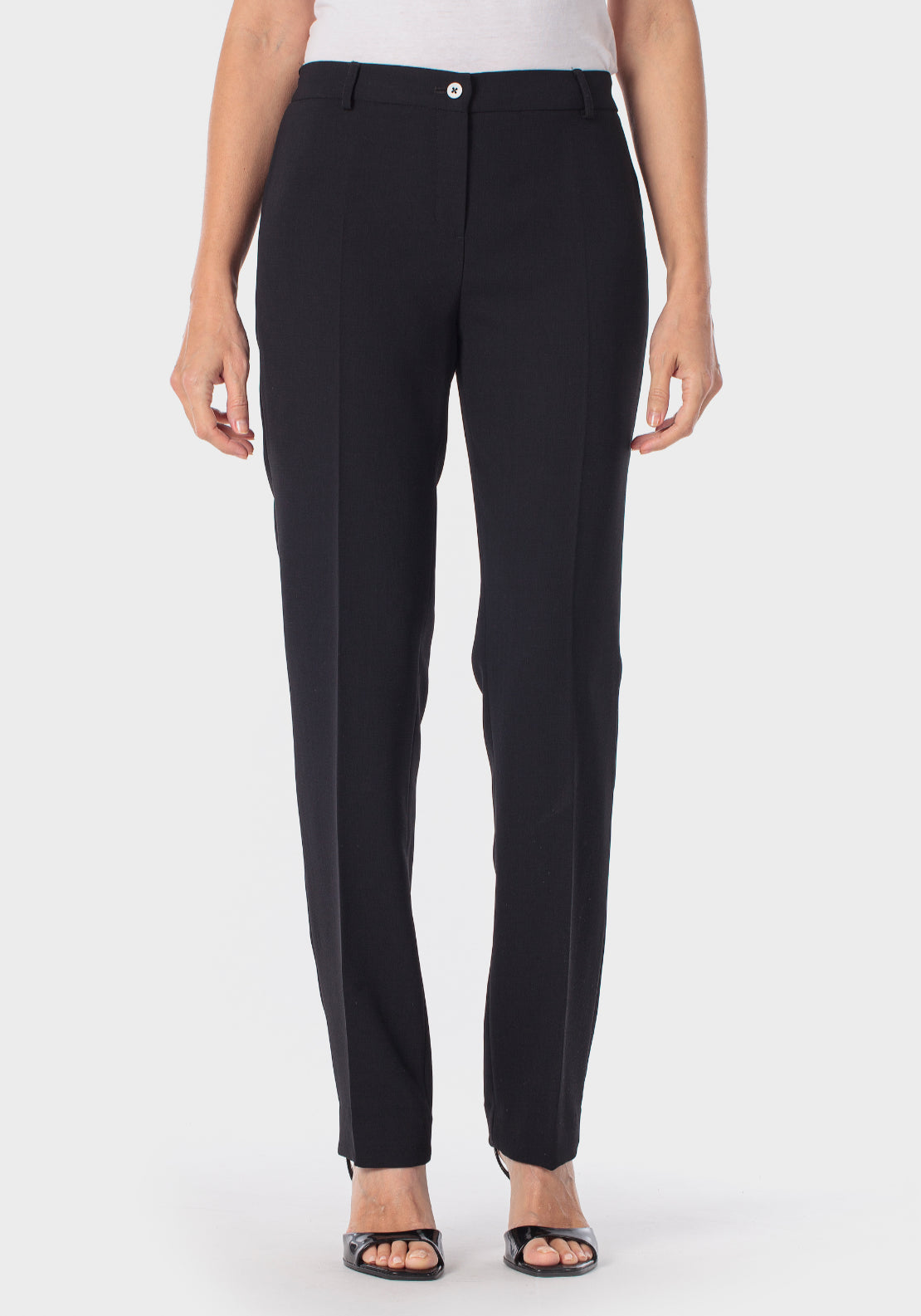 Viscose Slim Leg Trousers - Black