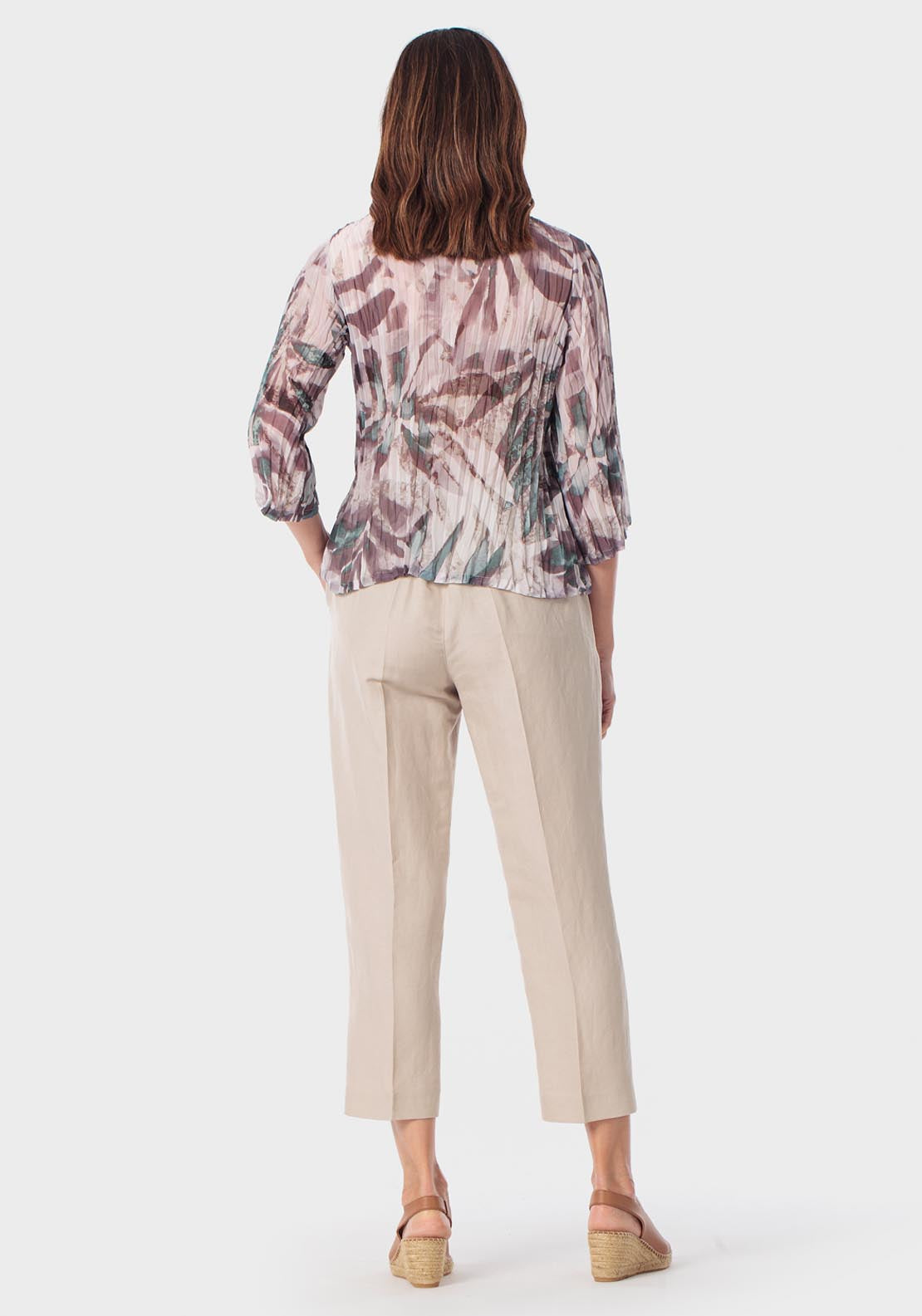 Tapered Linen Trousers - Beige