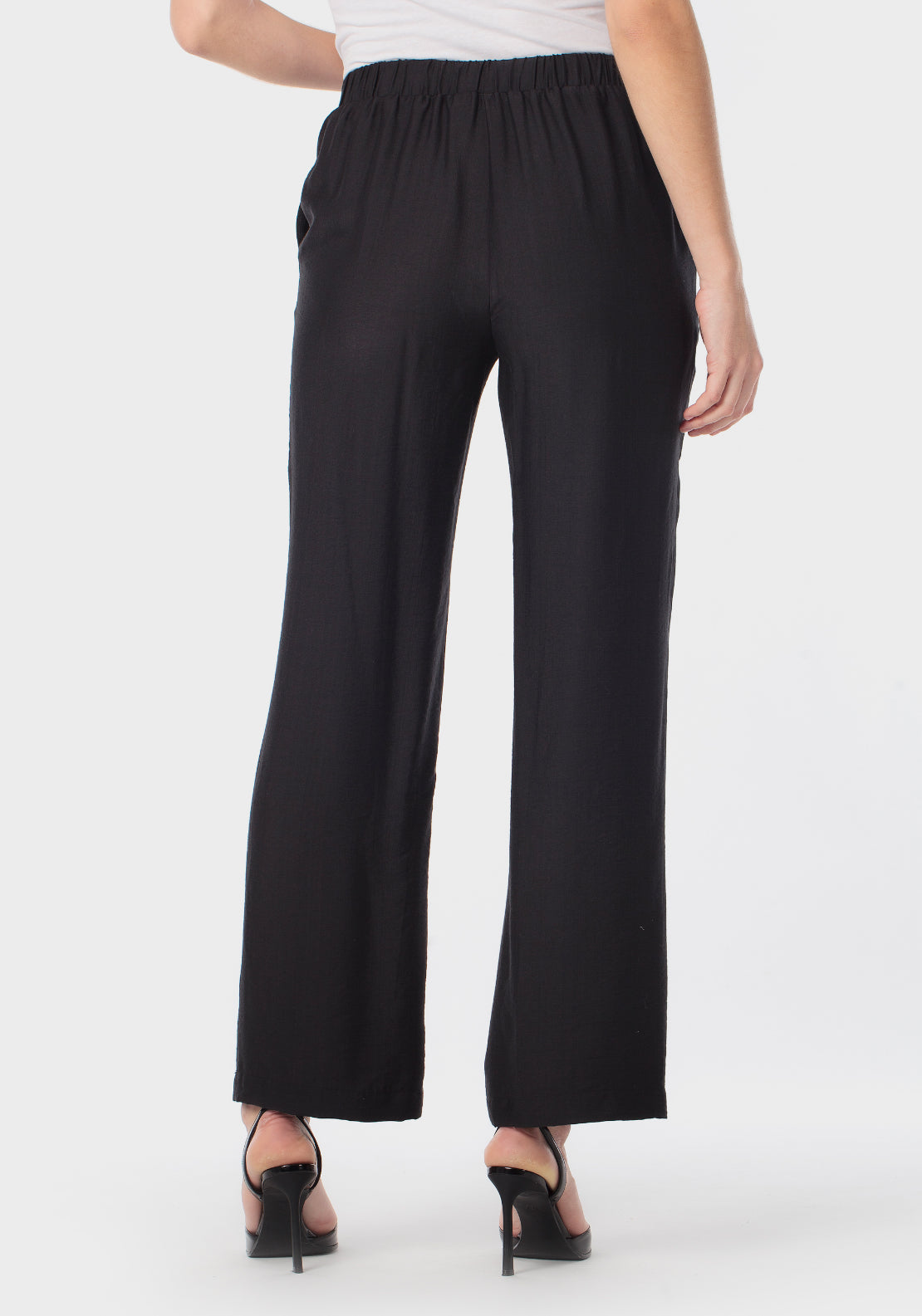 Black Elastic Trousers - Black