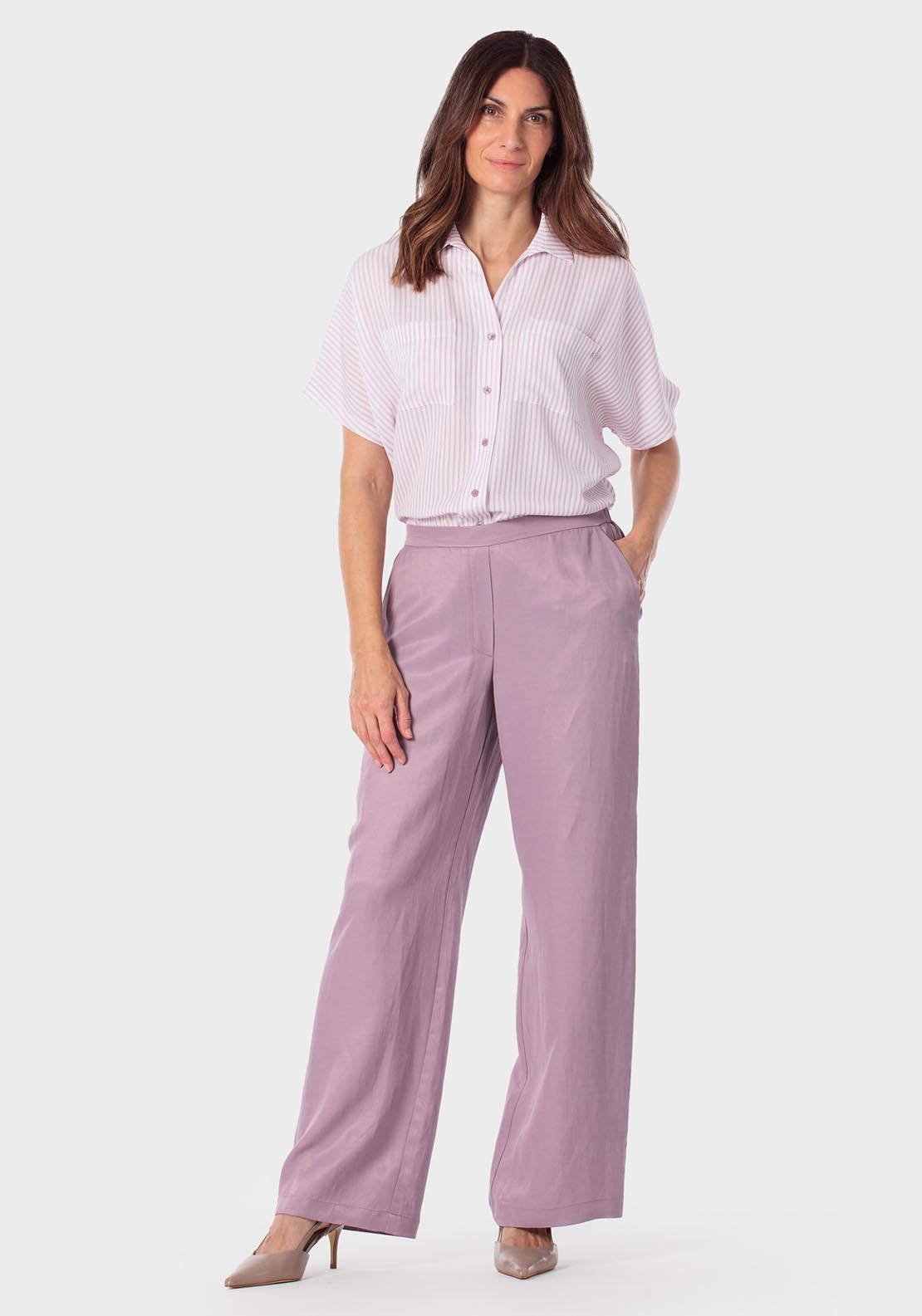 Elastic Waist Trousers - Lilac Powder