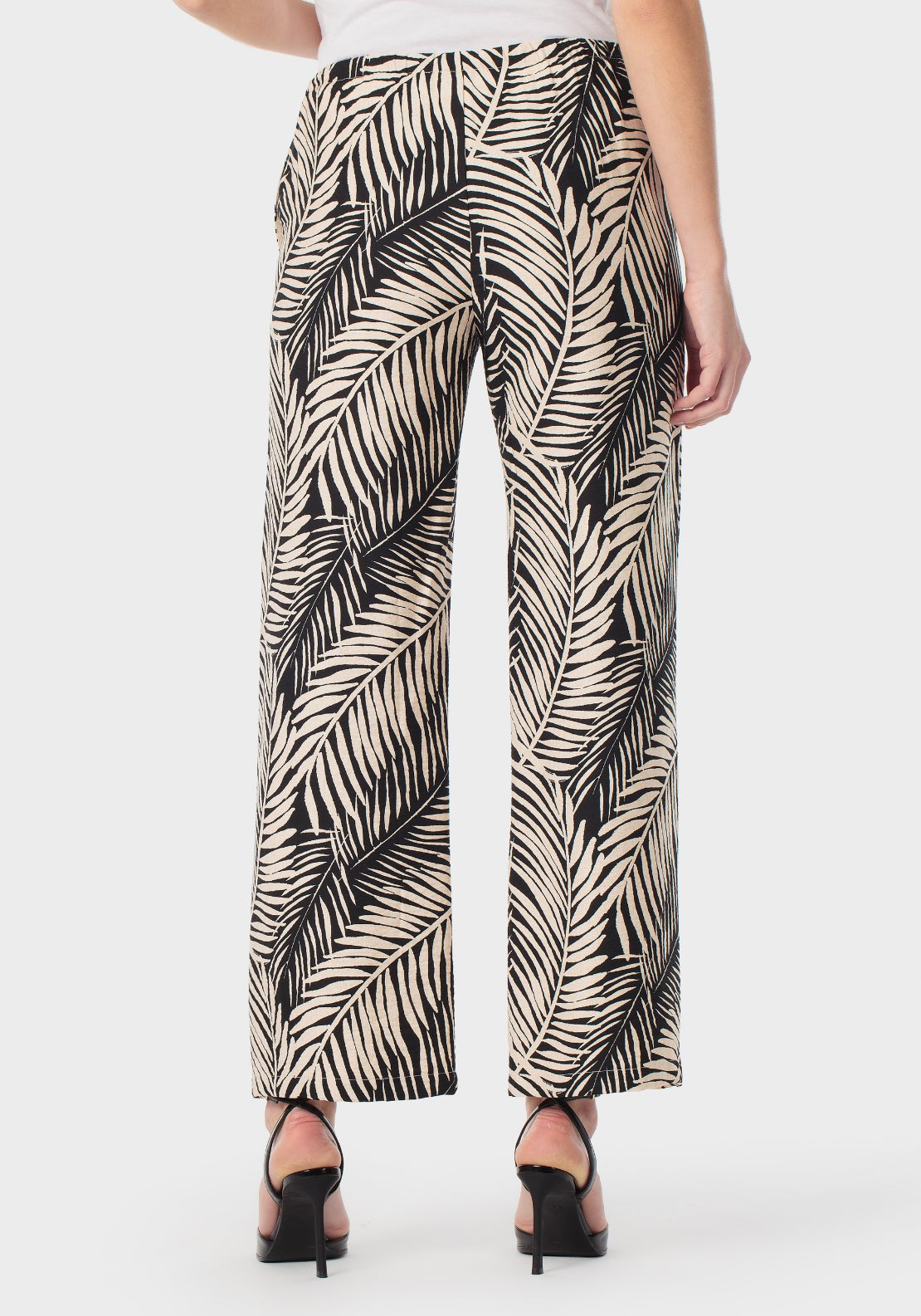 Leaf Print Trousers - Beige