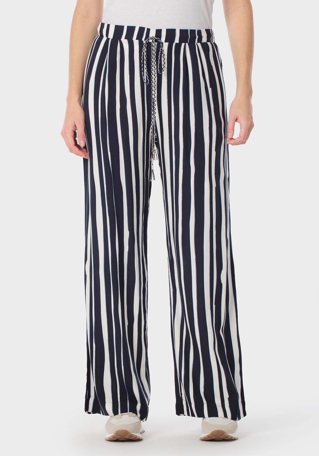 Punt Roma Palazzo Stripe Trousers - Navy 1 Shaws Department Stores