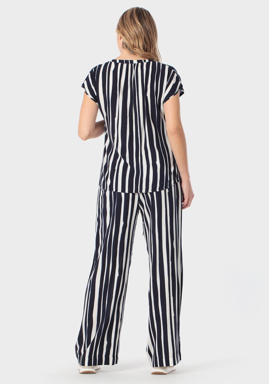 Punt Roma Palazzo Stripe Trousers - Navy 4 Shaws Department Stores