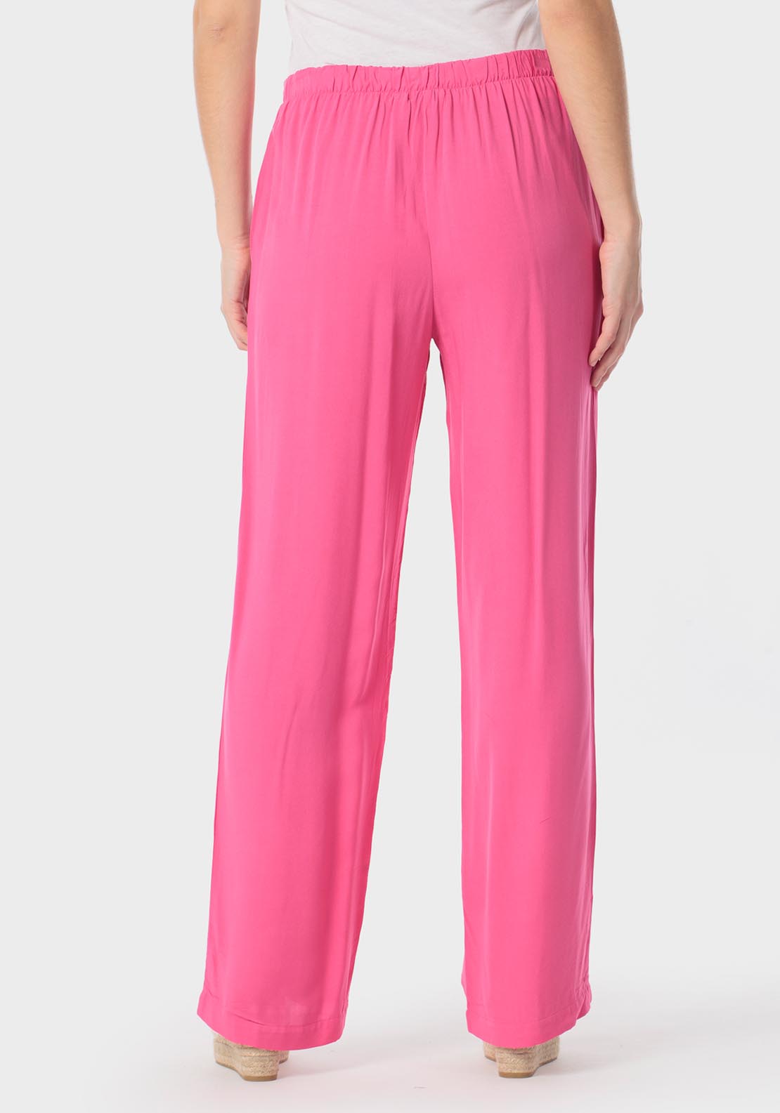 Punt Roma Palazzo Trousers With Tie Detail - Pink 2 Shaws Department Stores