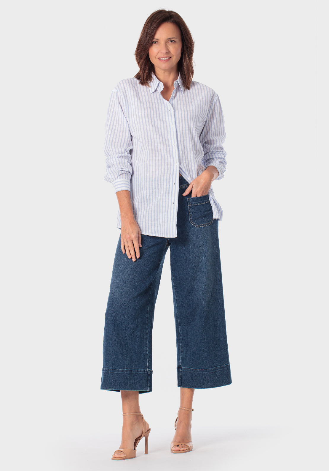 Wide Culotte Jeans - Blue Denim