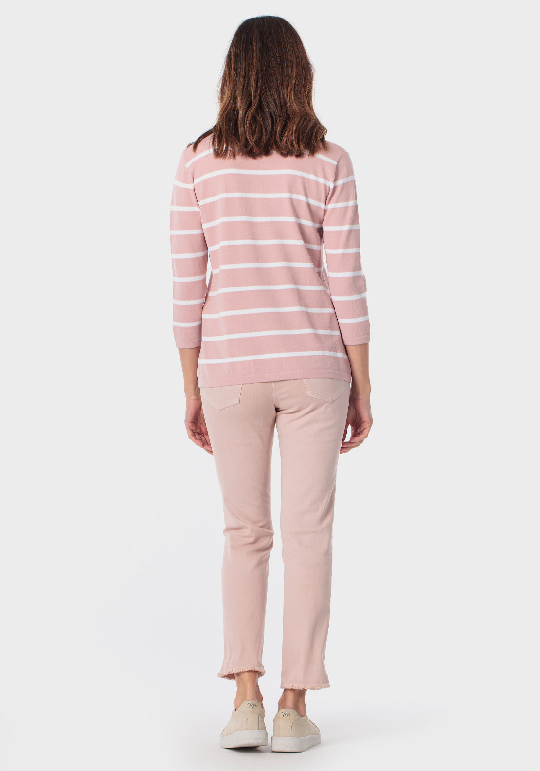 Cotton Capri Trousers With Fringe Detail - Pink