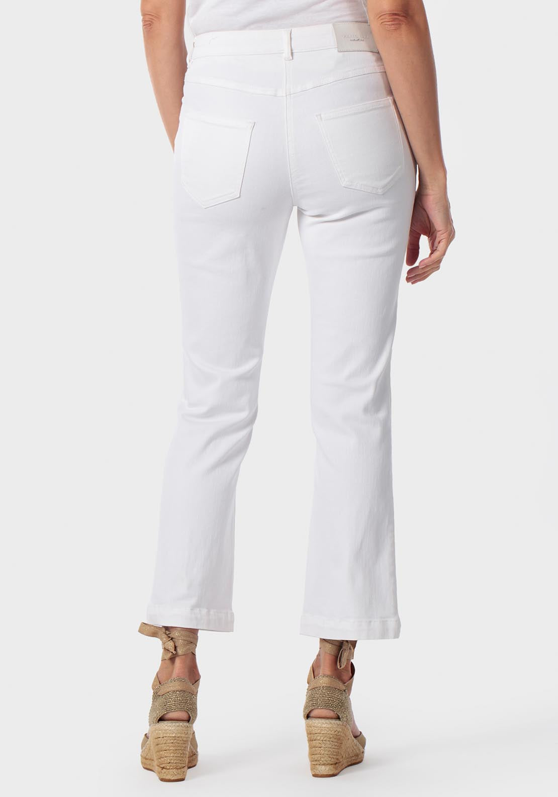 Embroidered Flare Jeans - White