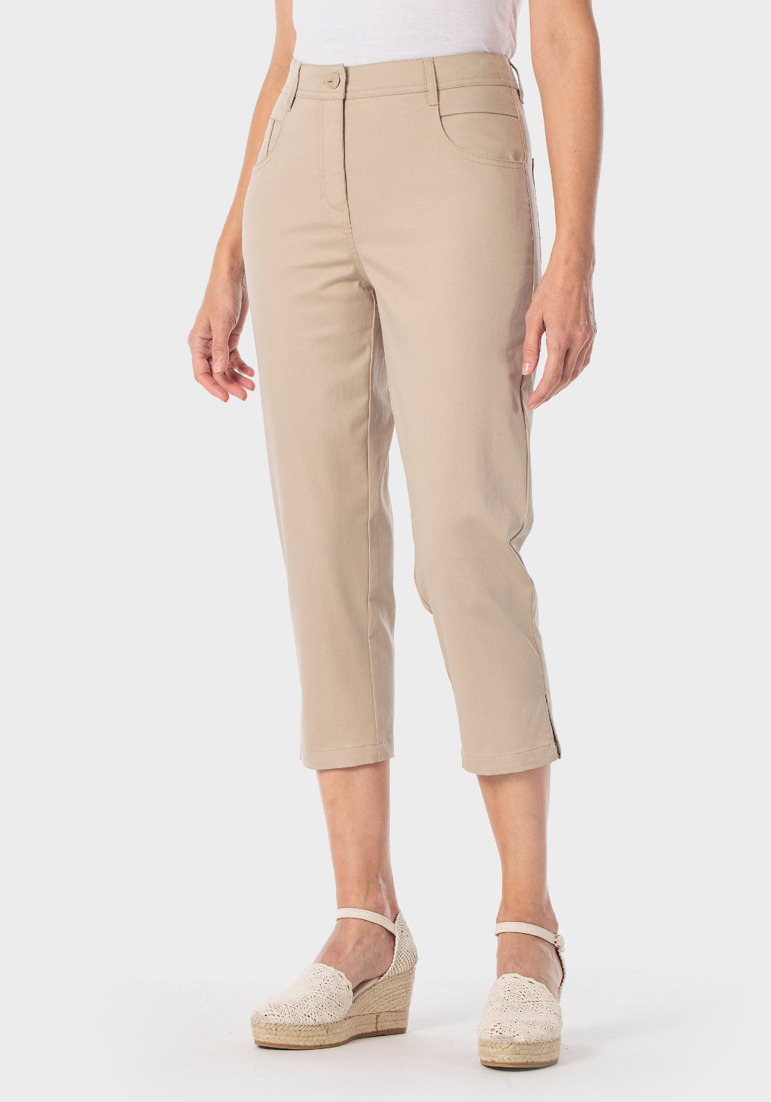 Cotton Crop Trousers - Cream