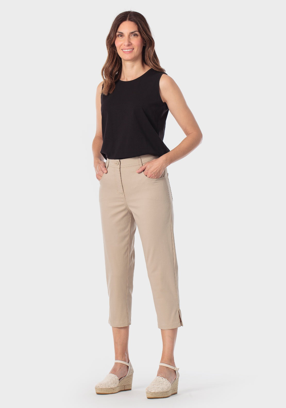 Cotton Crop Trousers - Cream
