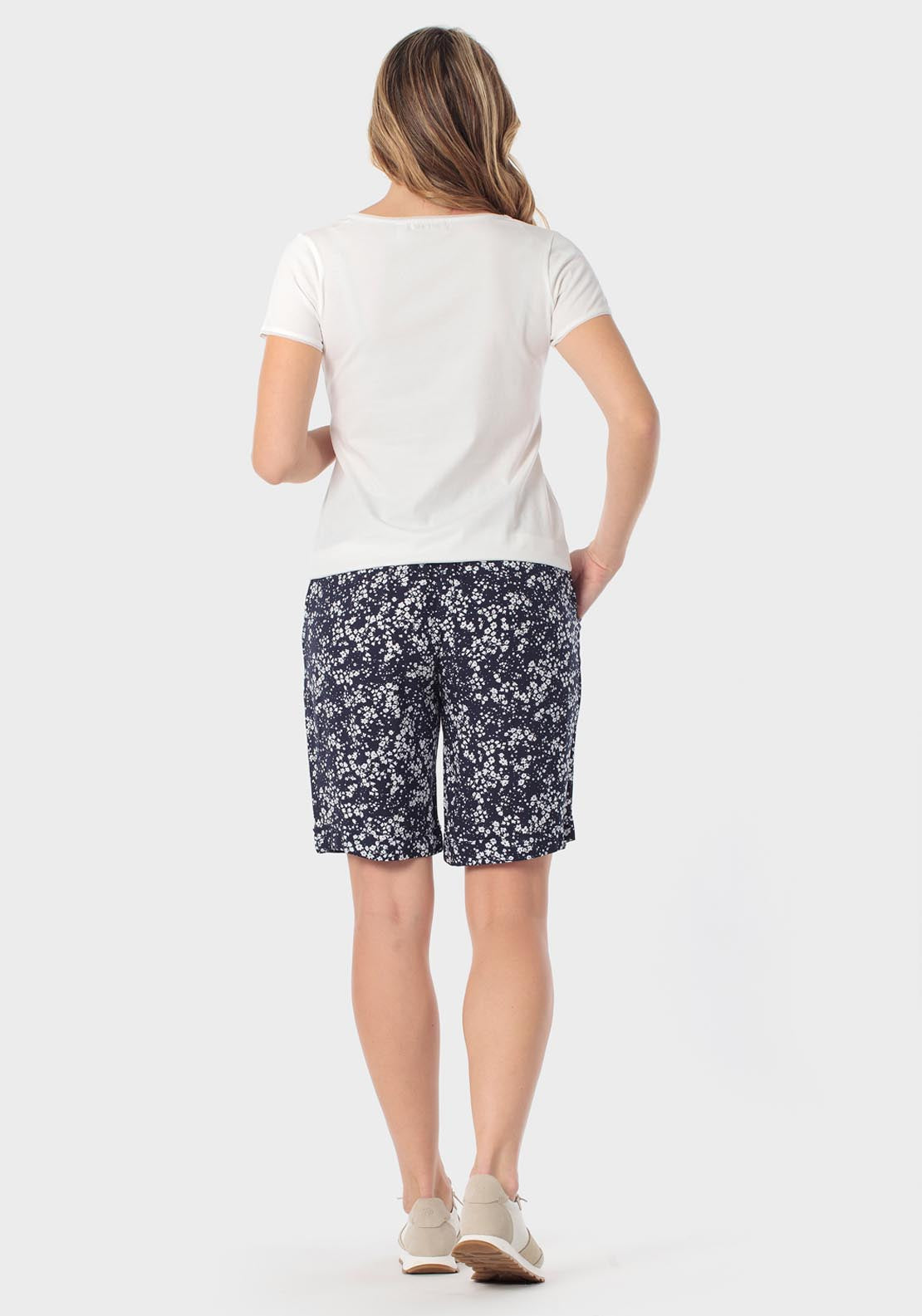 Punt Roma Printed Bermuda Shorts With Tie Detail - Navy 4 Shaws Department Stores