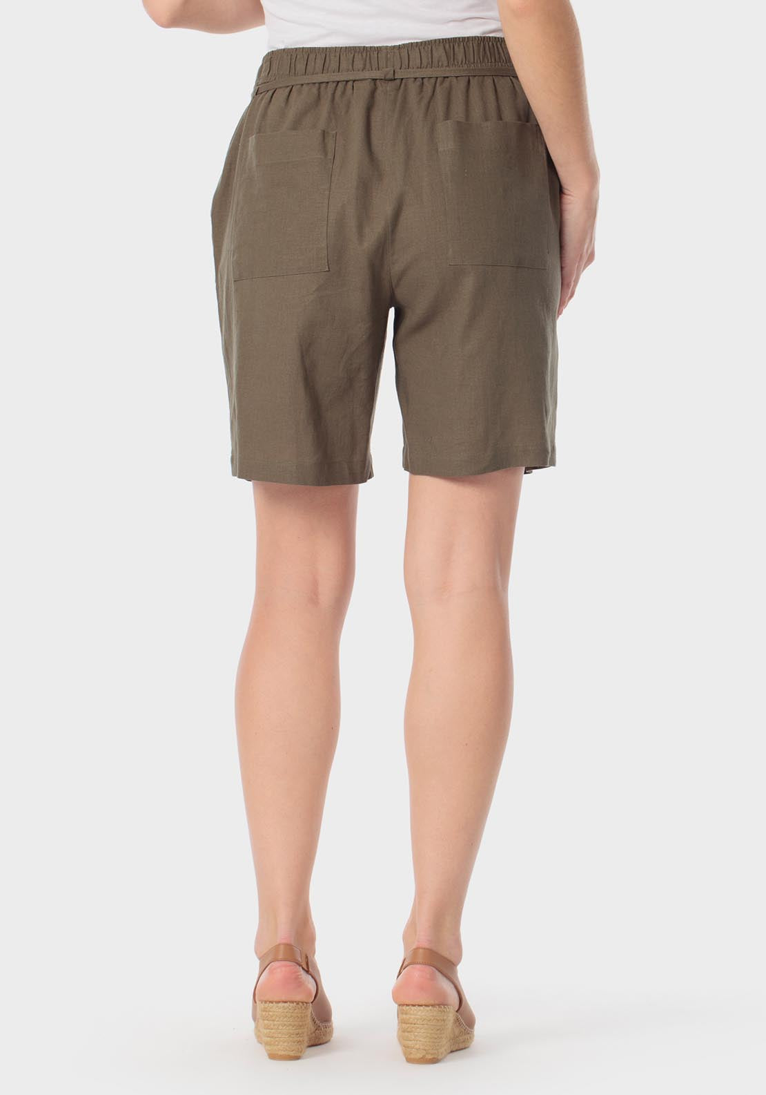 Punt Roma Linen Bermuda Adjustable Shorts - Green 2 Shaws Department Stores