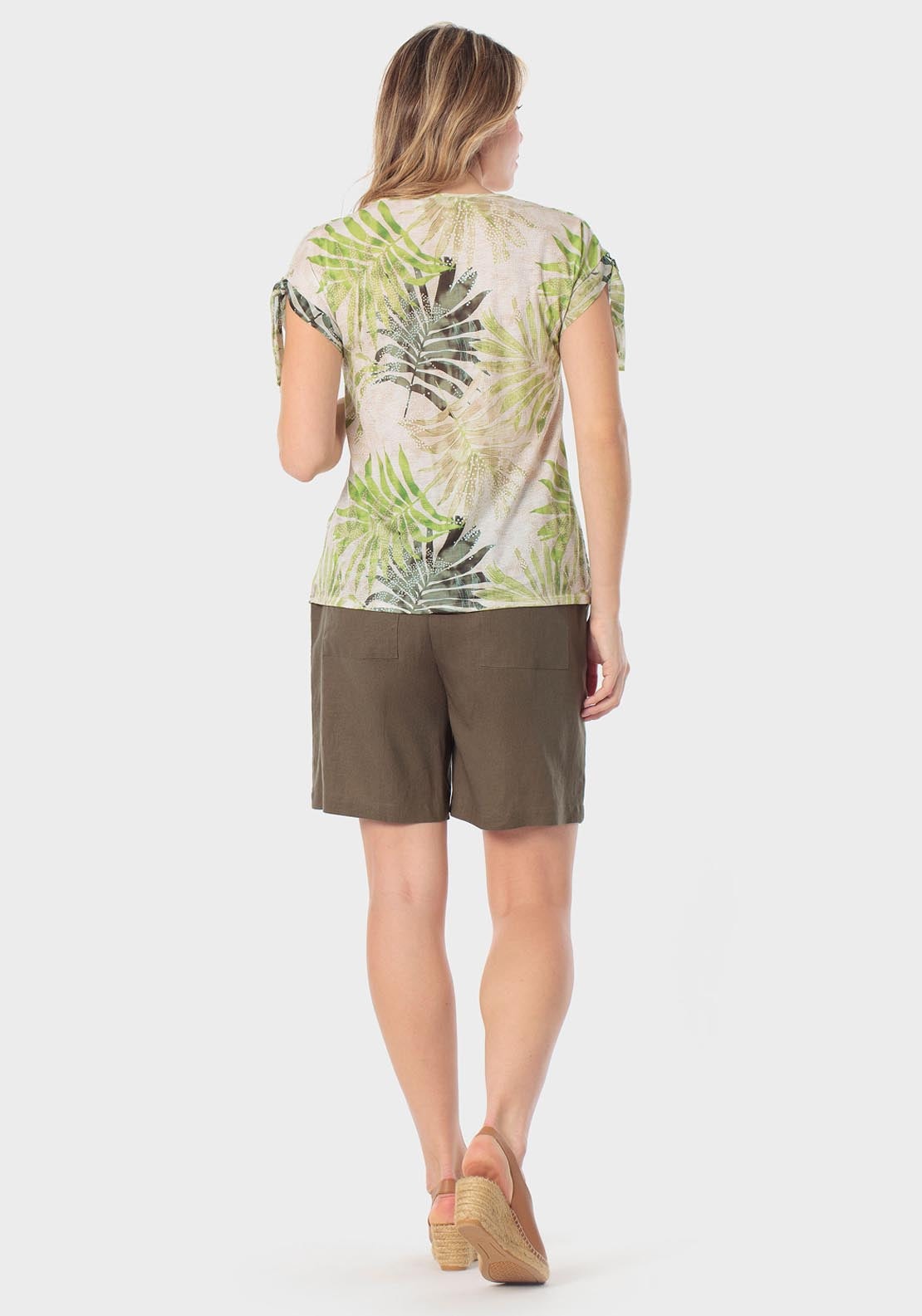Punt Roma Linen Bermuda Adjustable Shorts - Green 4 Shaws Department Stores