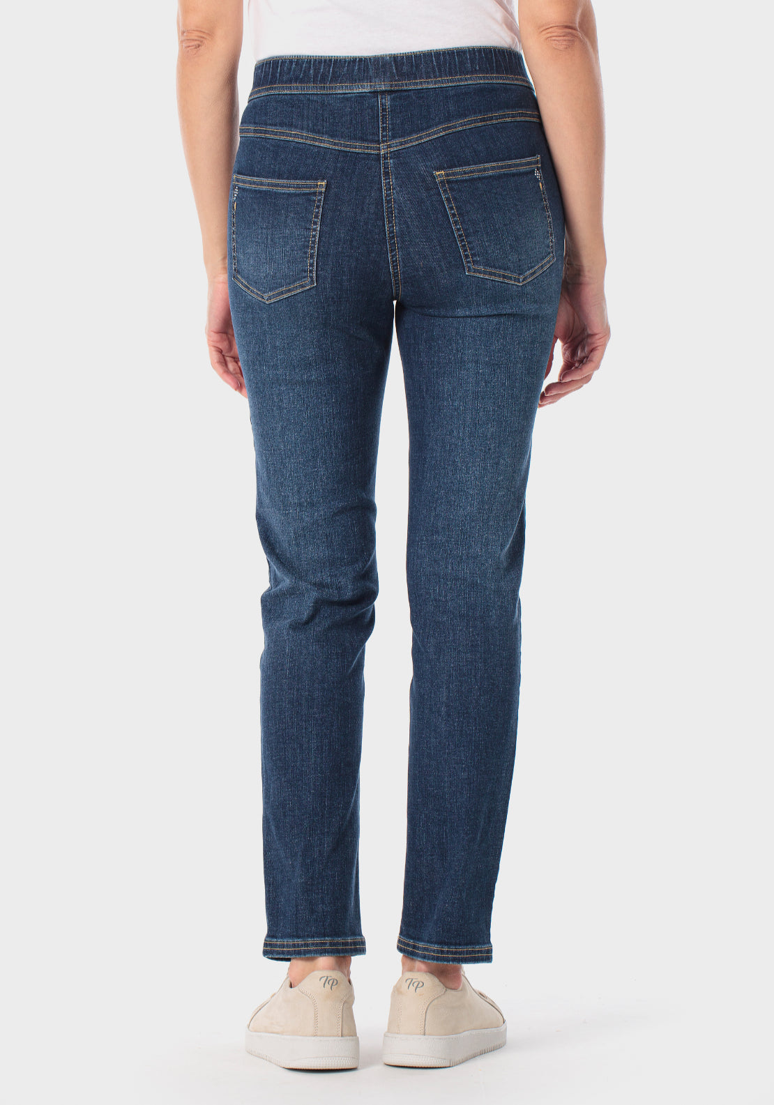 Skinny Jeans With Elastic Waist - Blue Denim