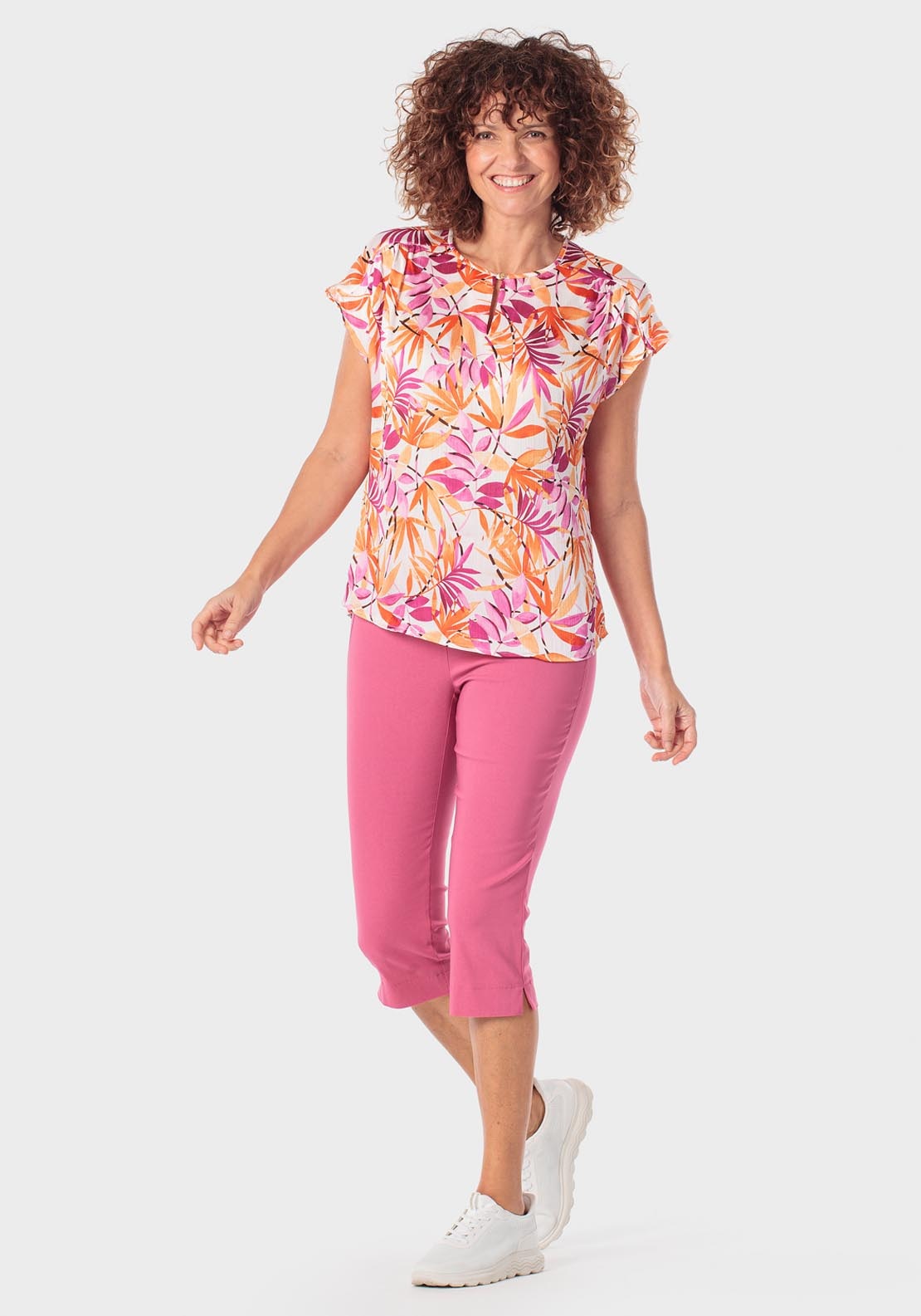 Bengaline Crop Trousers - Fuchsia Bouganvilla