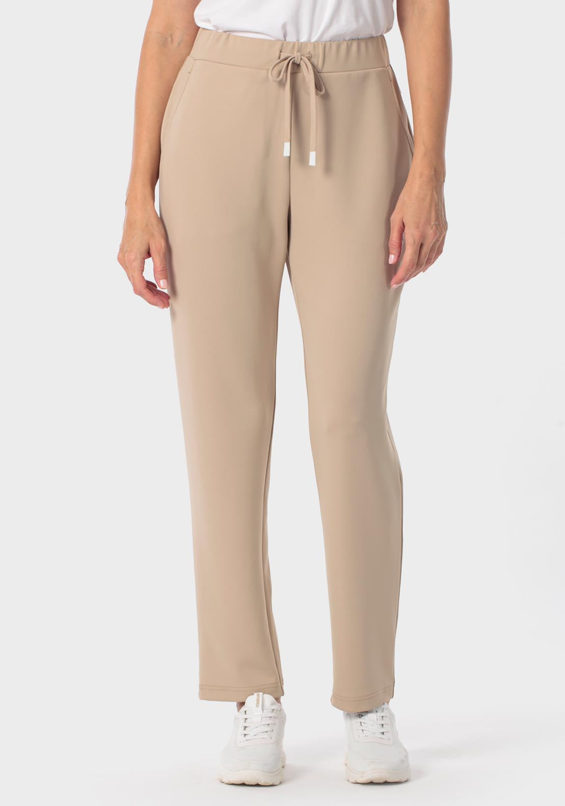 Comfy Trousers With Elastic Waist - Beige Sand