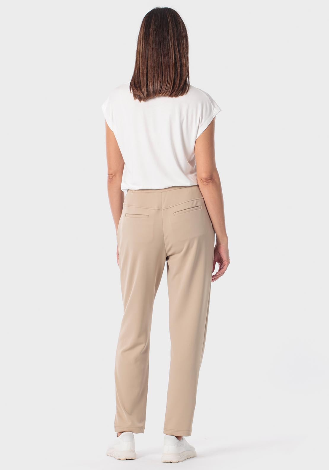 Comfy Trousers With Elastic Waist - Beige Sand