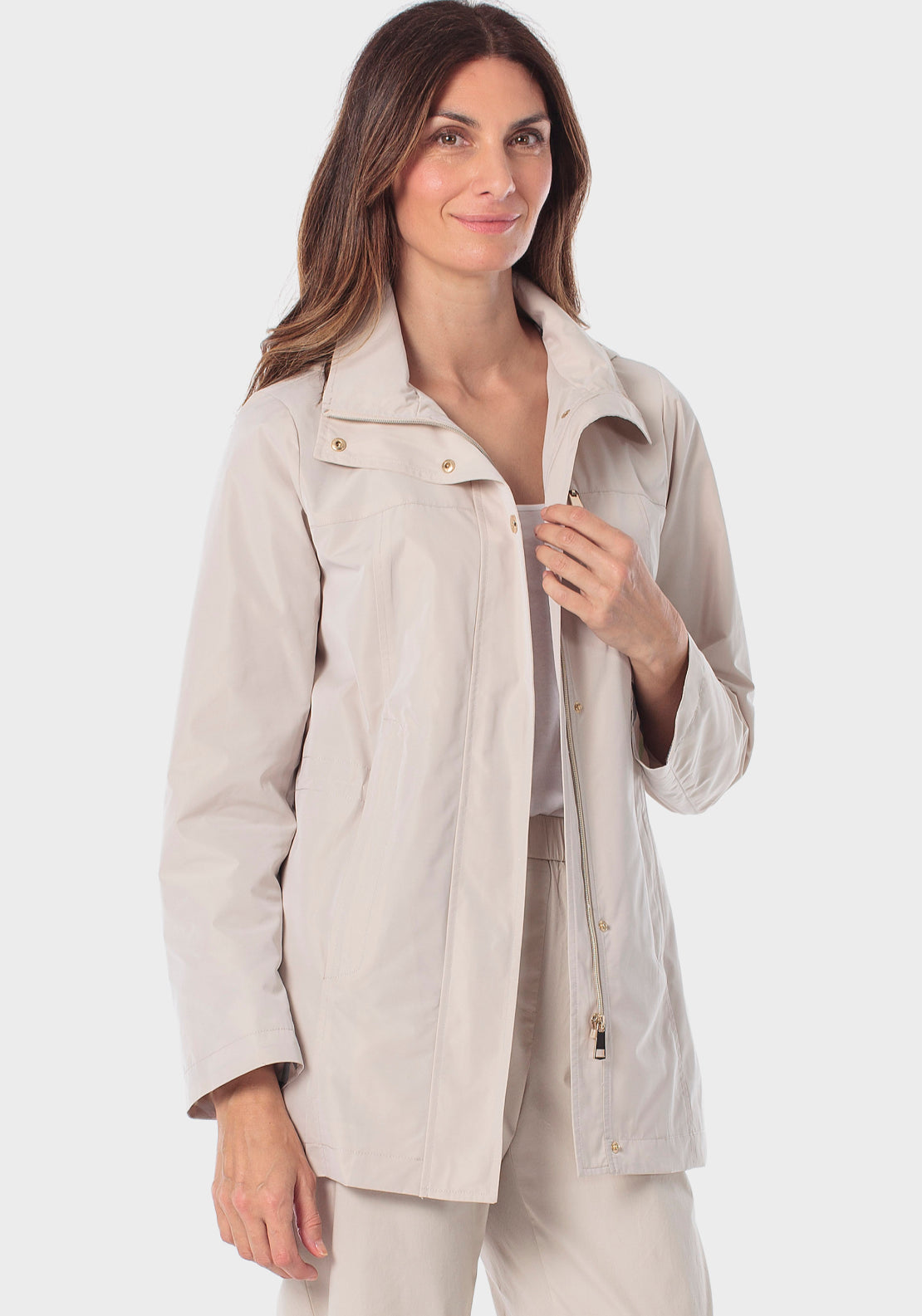 Long Sleeve Parka - Beige