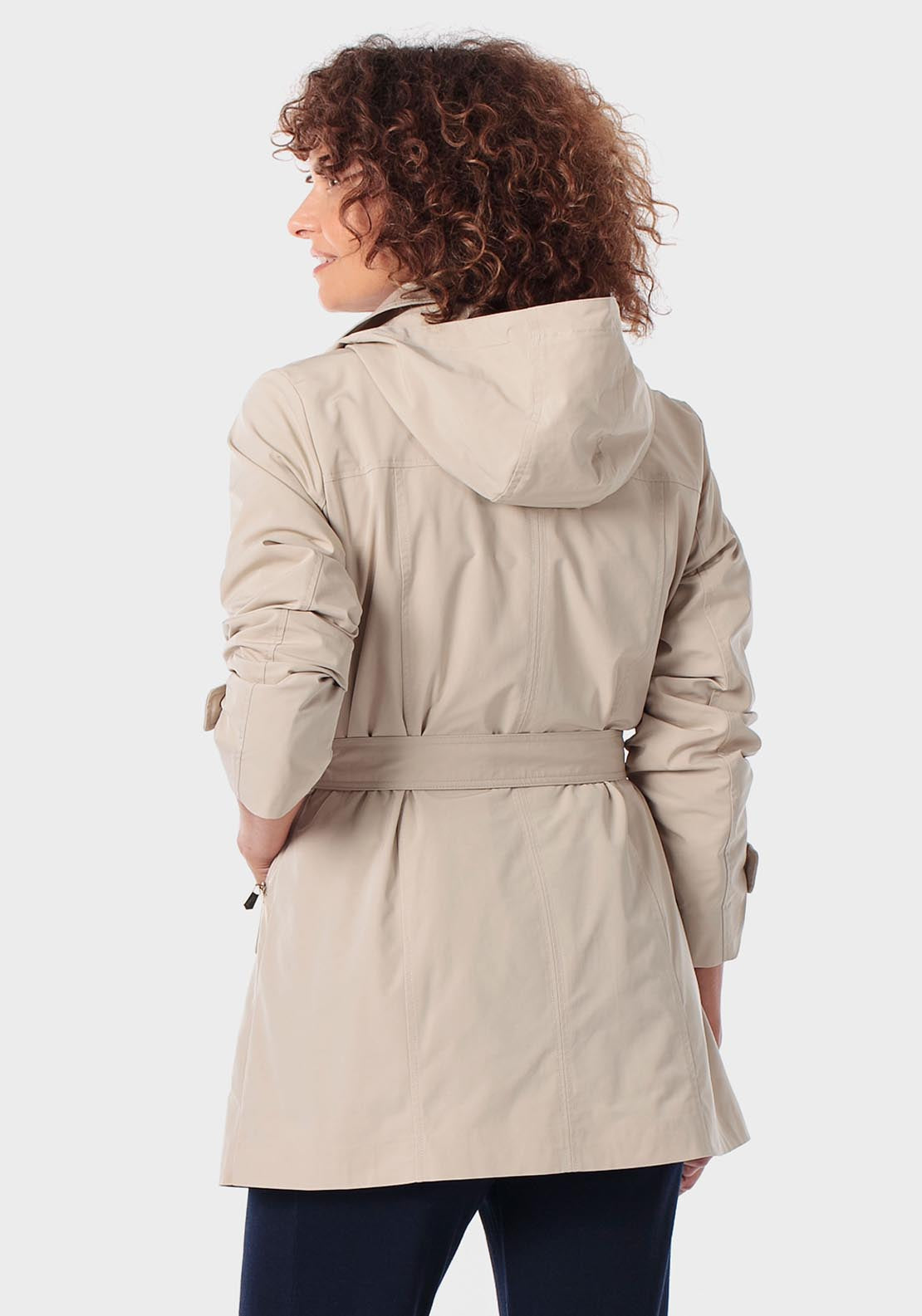 Hooded Trench Coat - Beige
