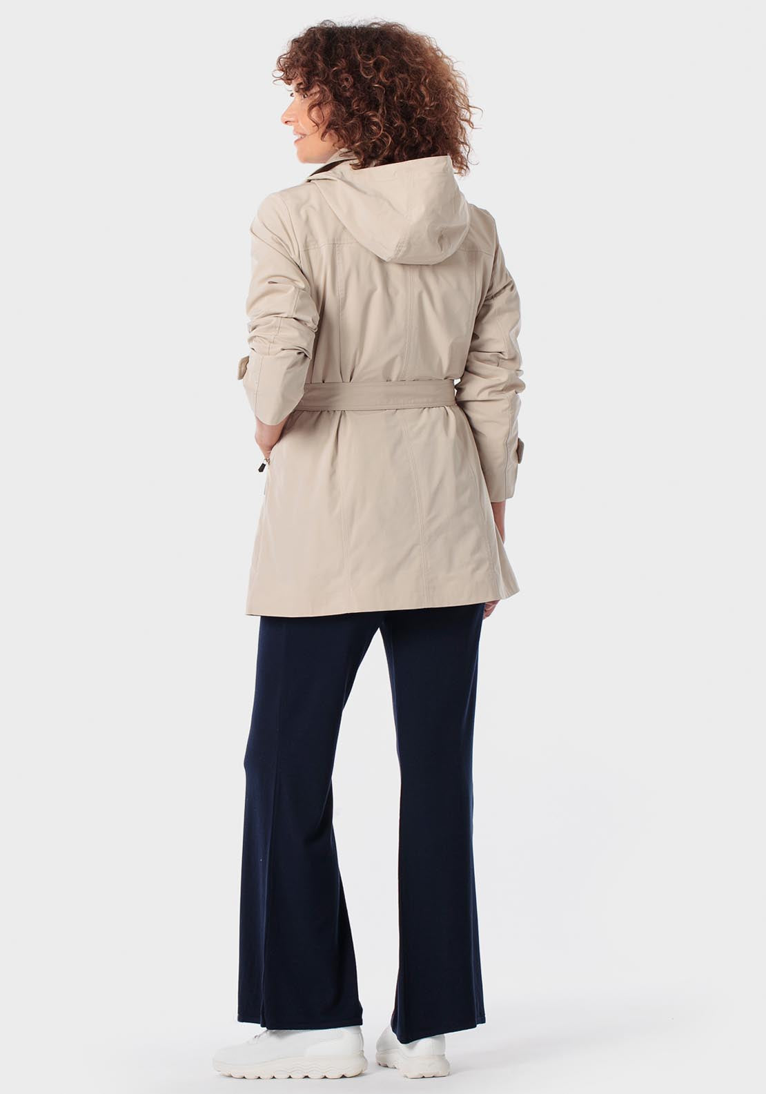 Hooded Trench Coat - Beige