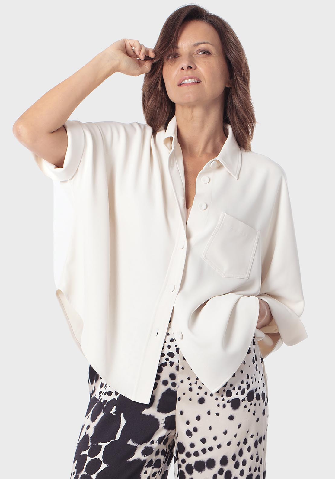 Batwing Sleeve Overshirt - White Off White