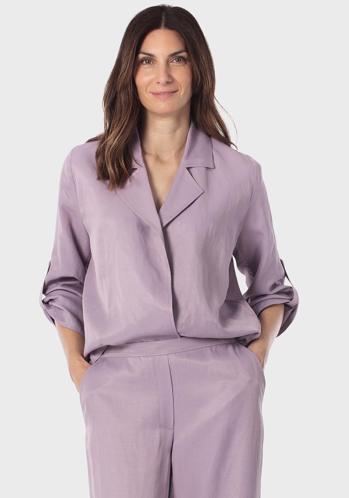 Roll Up Sleeve Overshirt - Lilac Powder