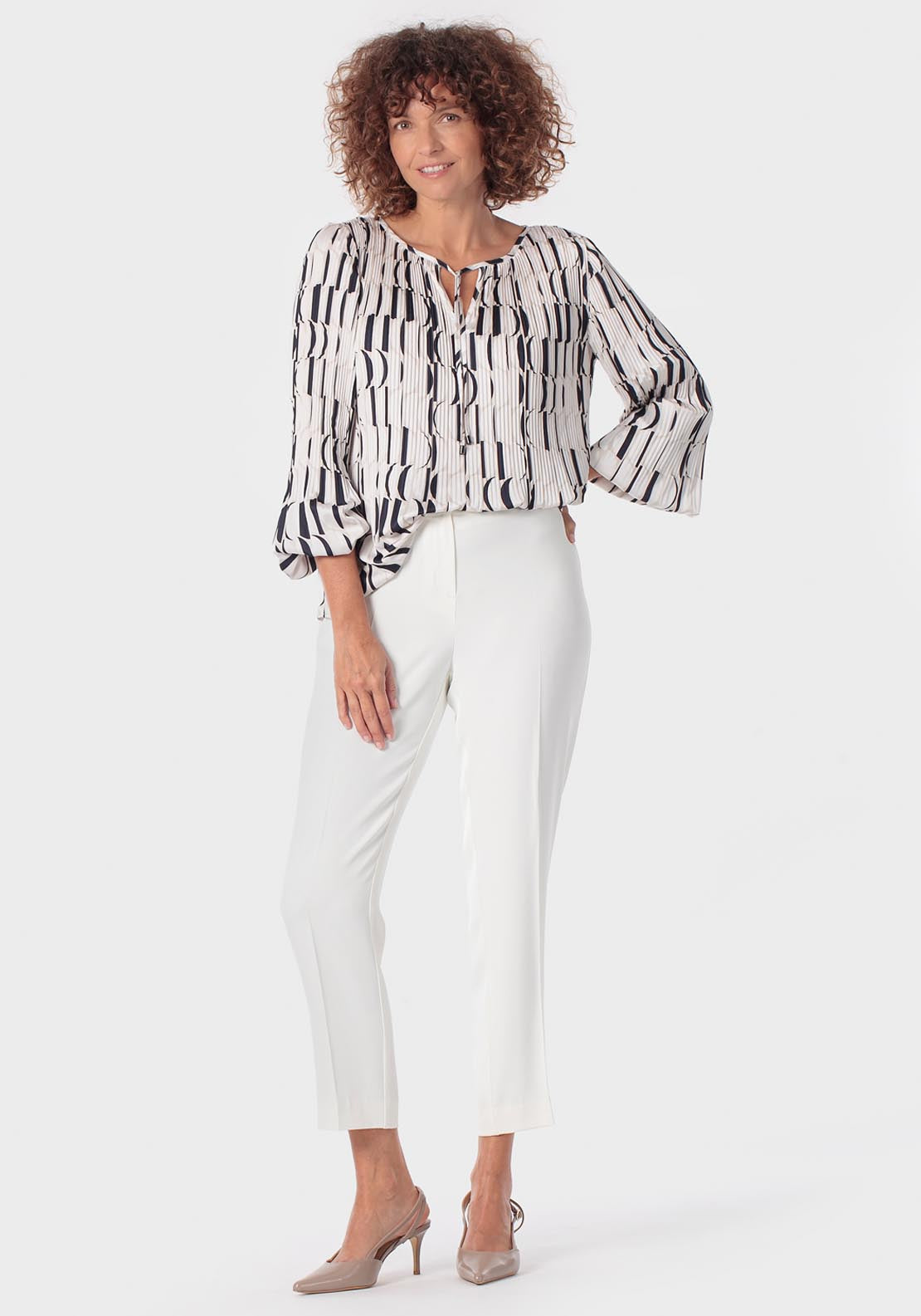 Pleated Blouse - White Talc