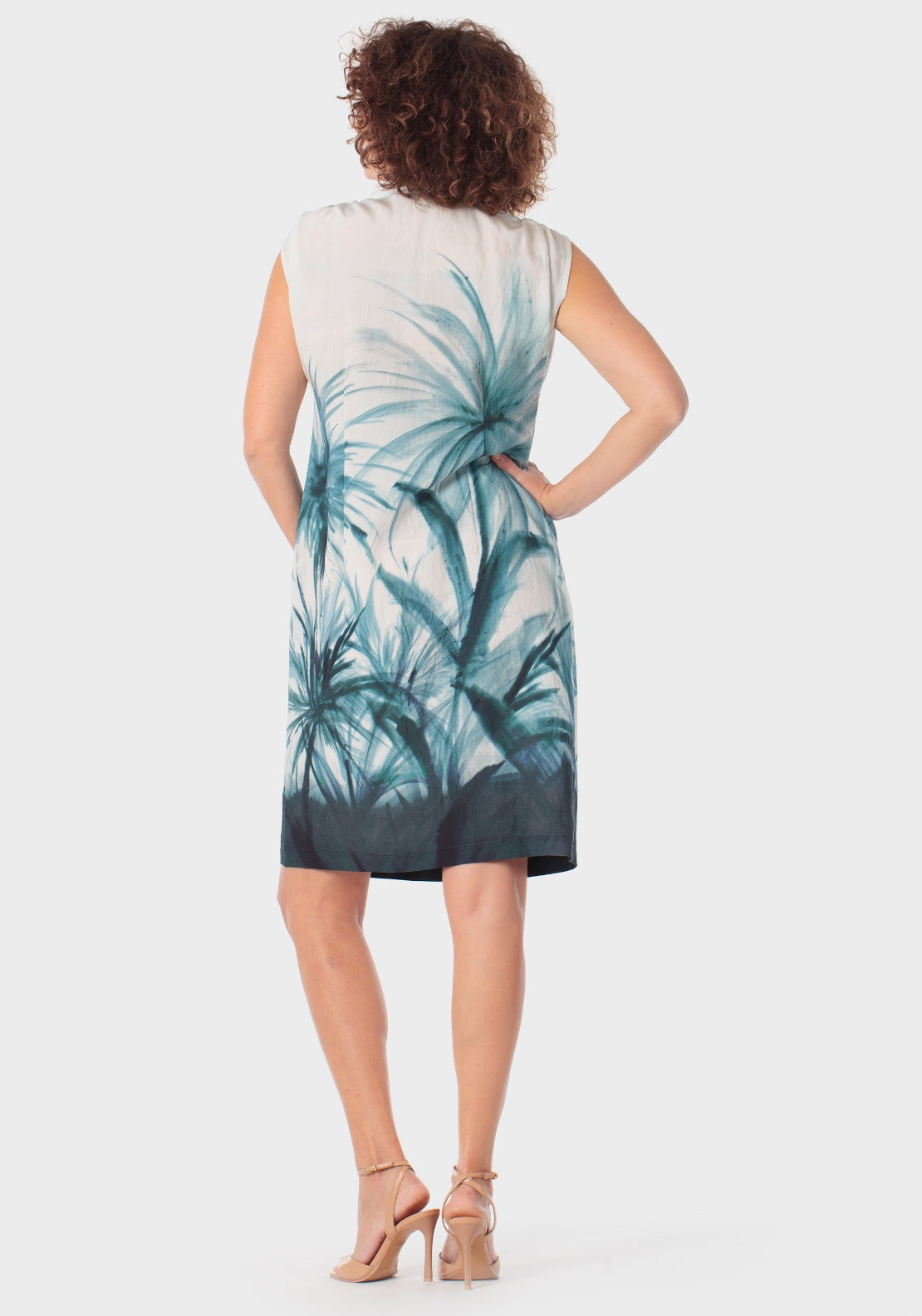 Tropical Print Dress - Blue