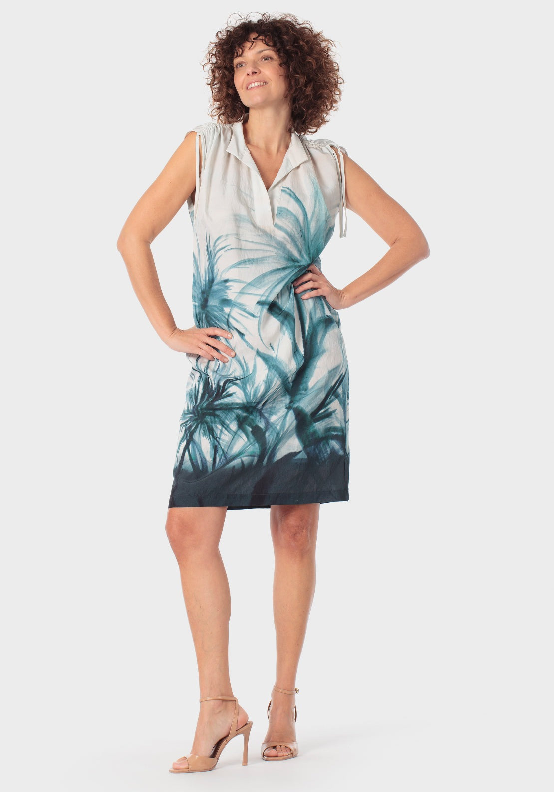 Tropical Print Dress - Blue
