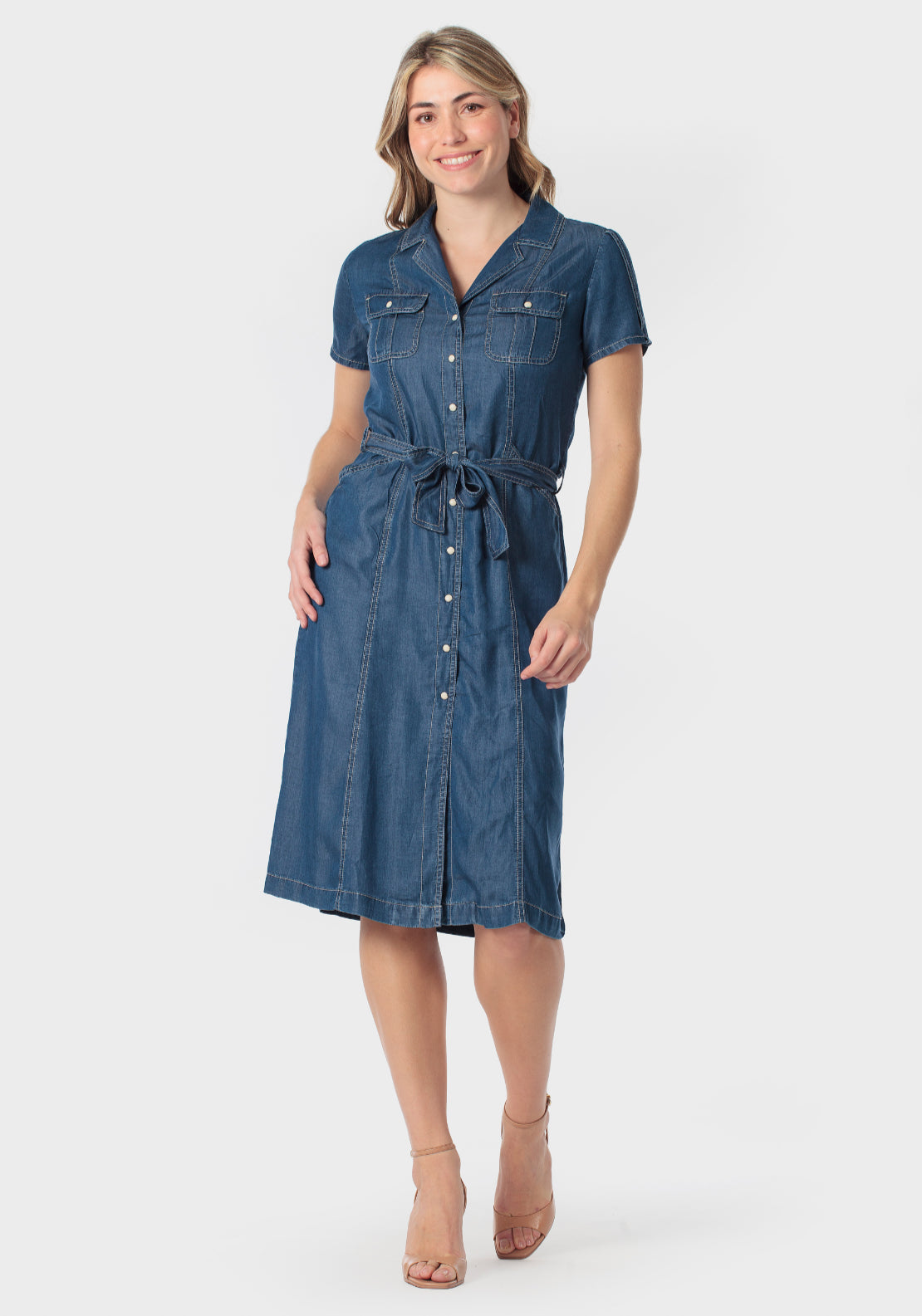 Lyocell Shirt Dress - Blue Denim