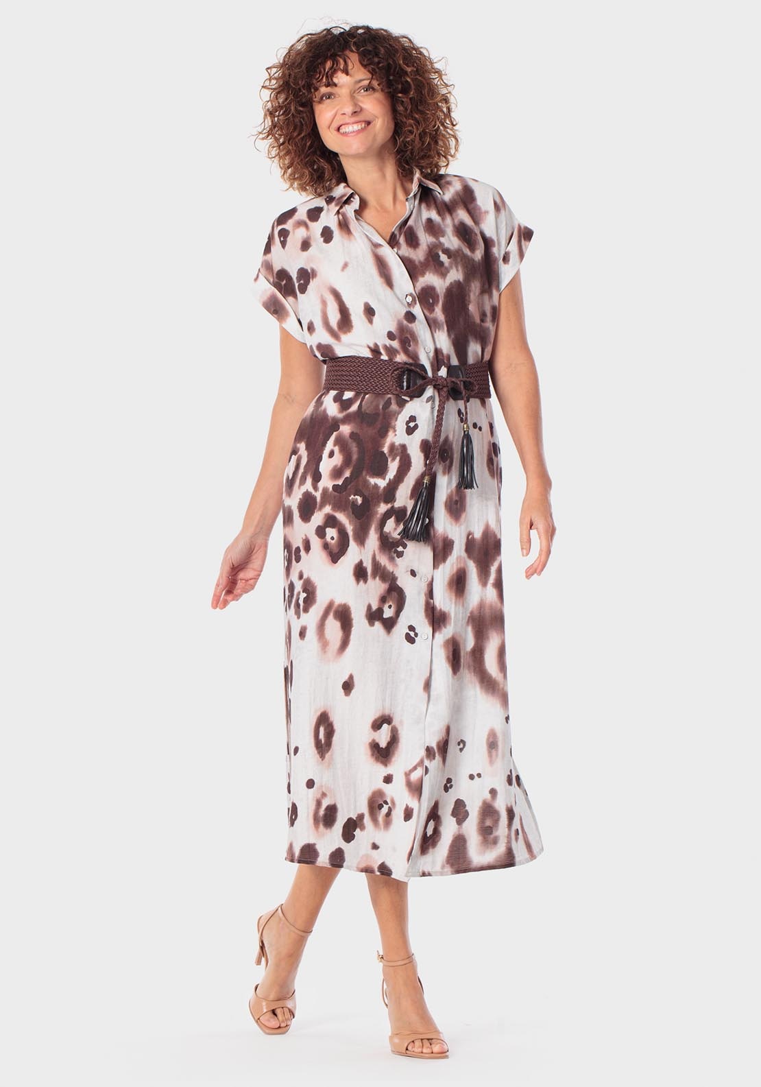 Animal Print Dress - Brown