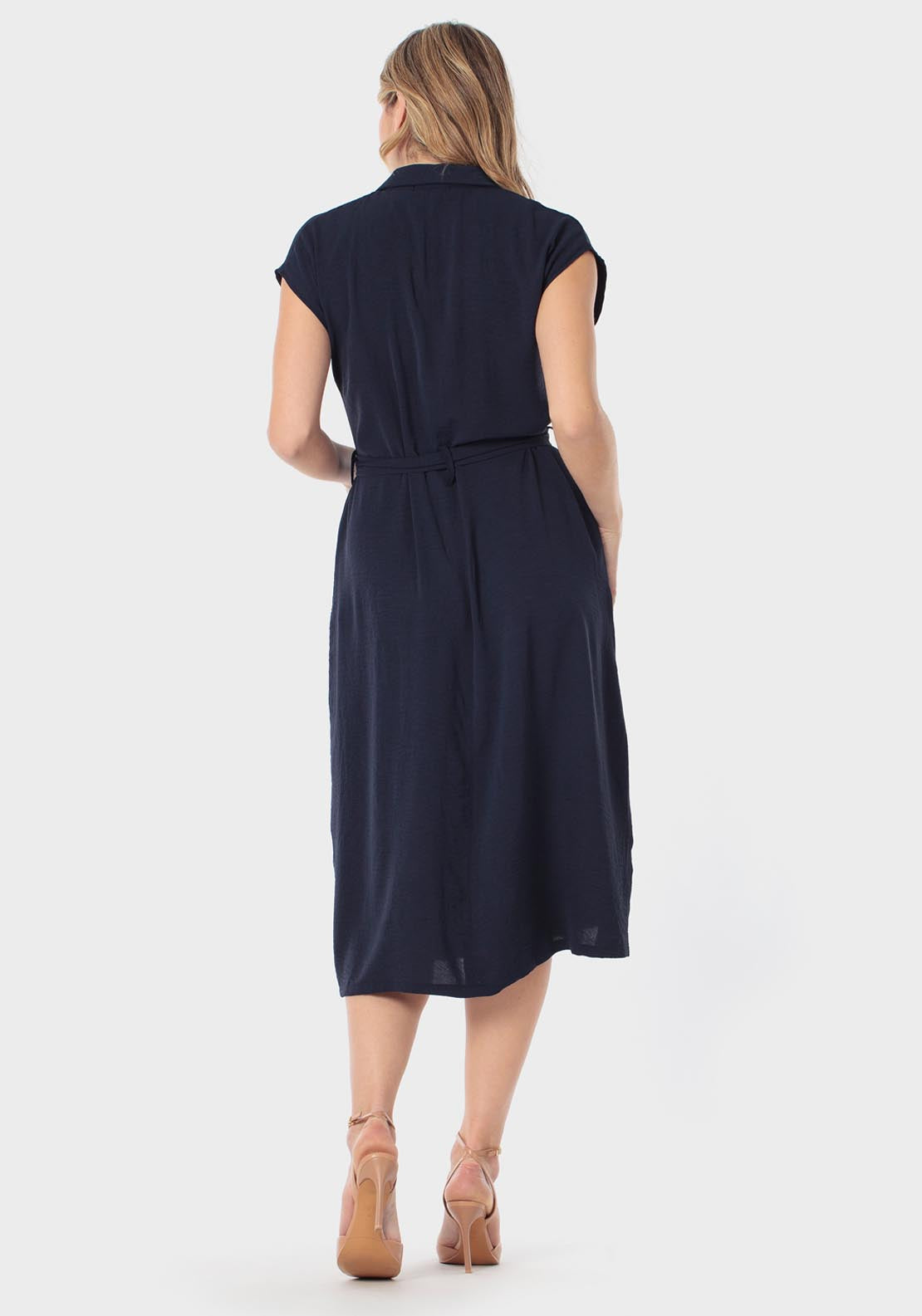 Punt Roma Shirt Dress With Belt - Navy 2 Shaws Department Stores
