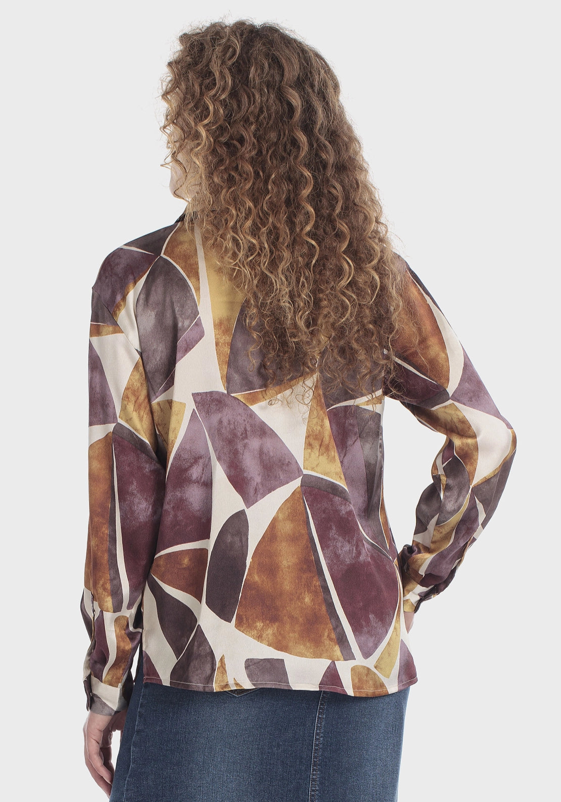 Printed Long Sleeve Buttoned Shirt - Purple Mulberry
