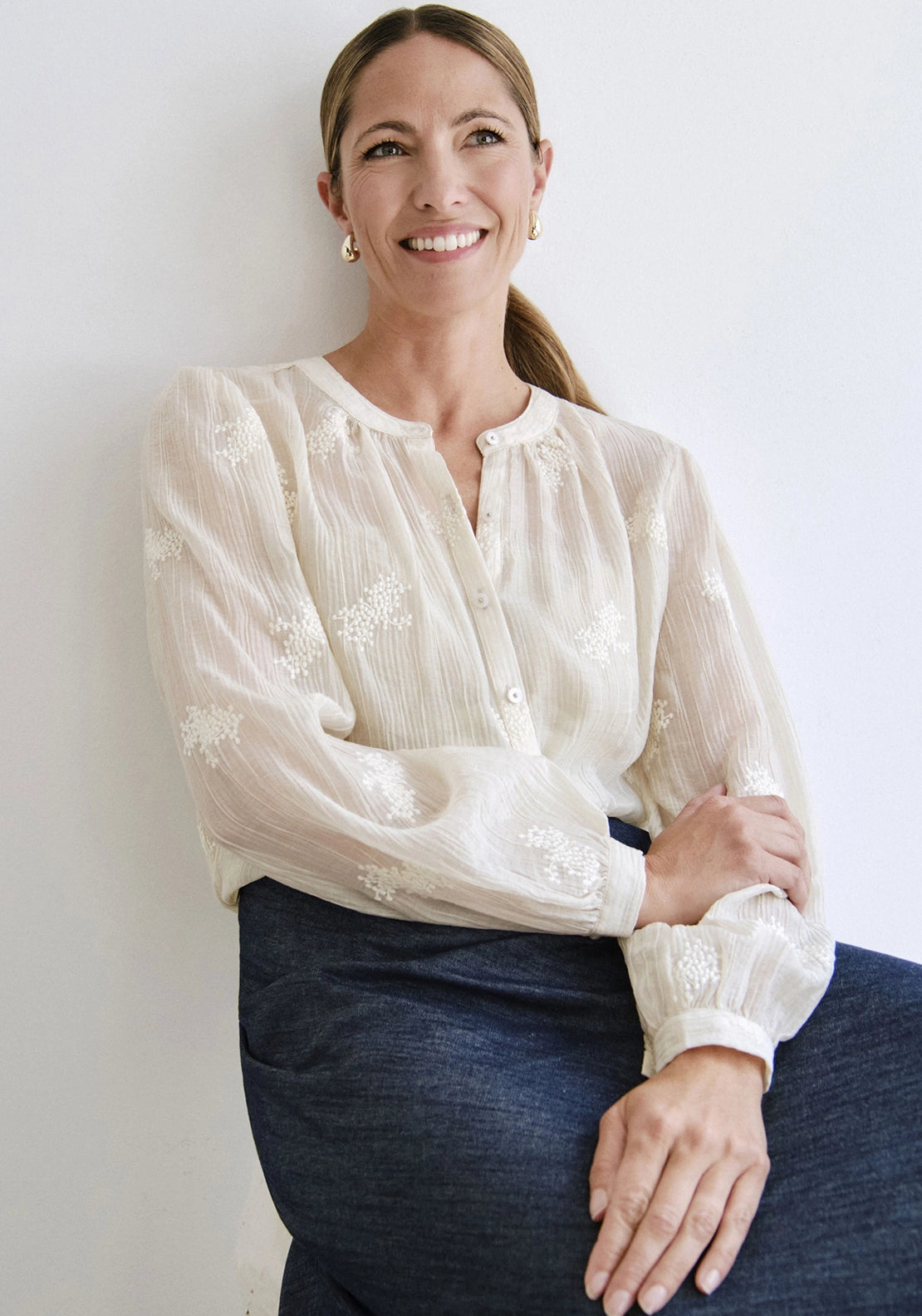 Embroidered Shirt - Beige