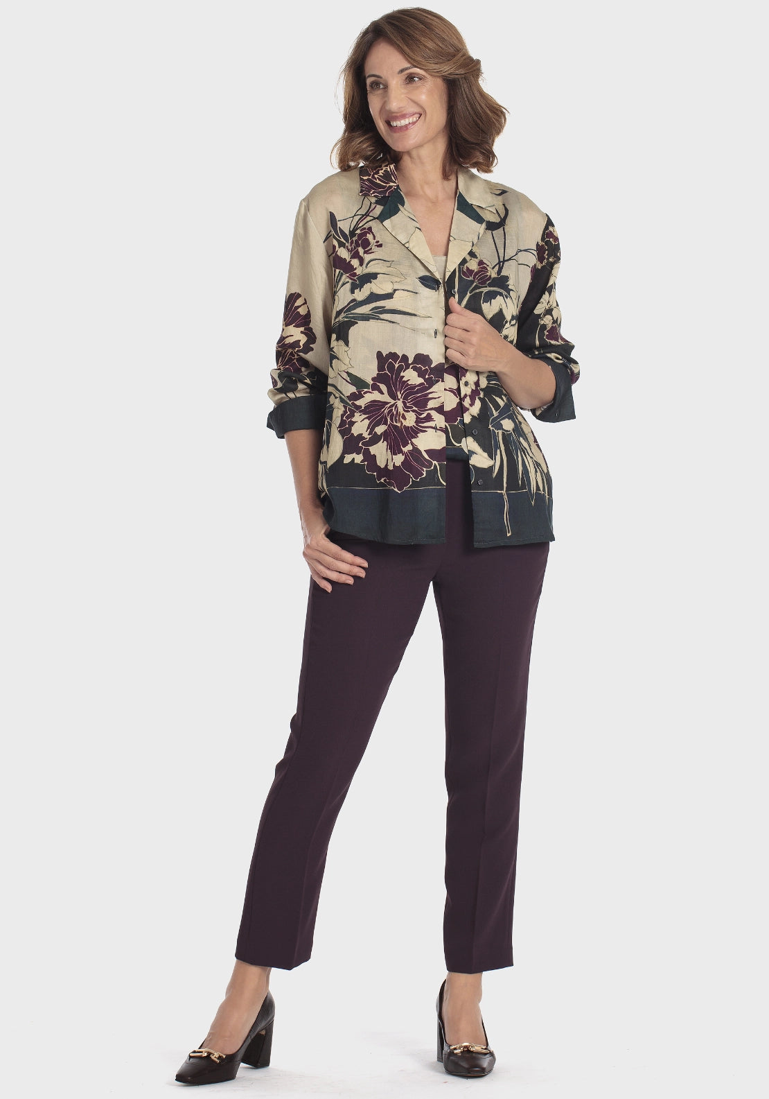 Floral Print Shirt - Beige