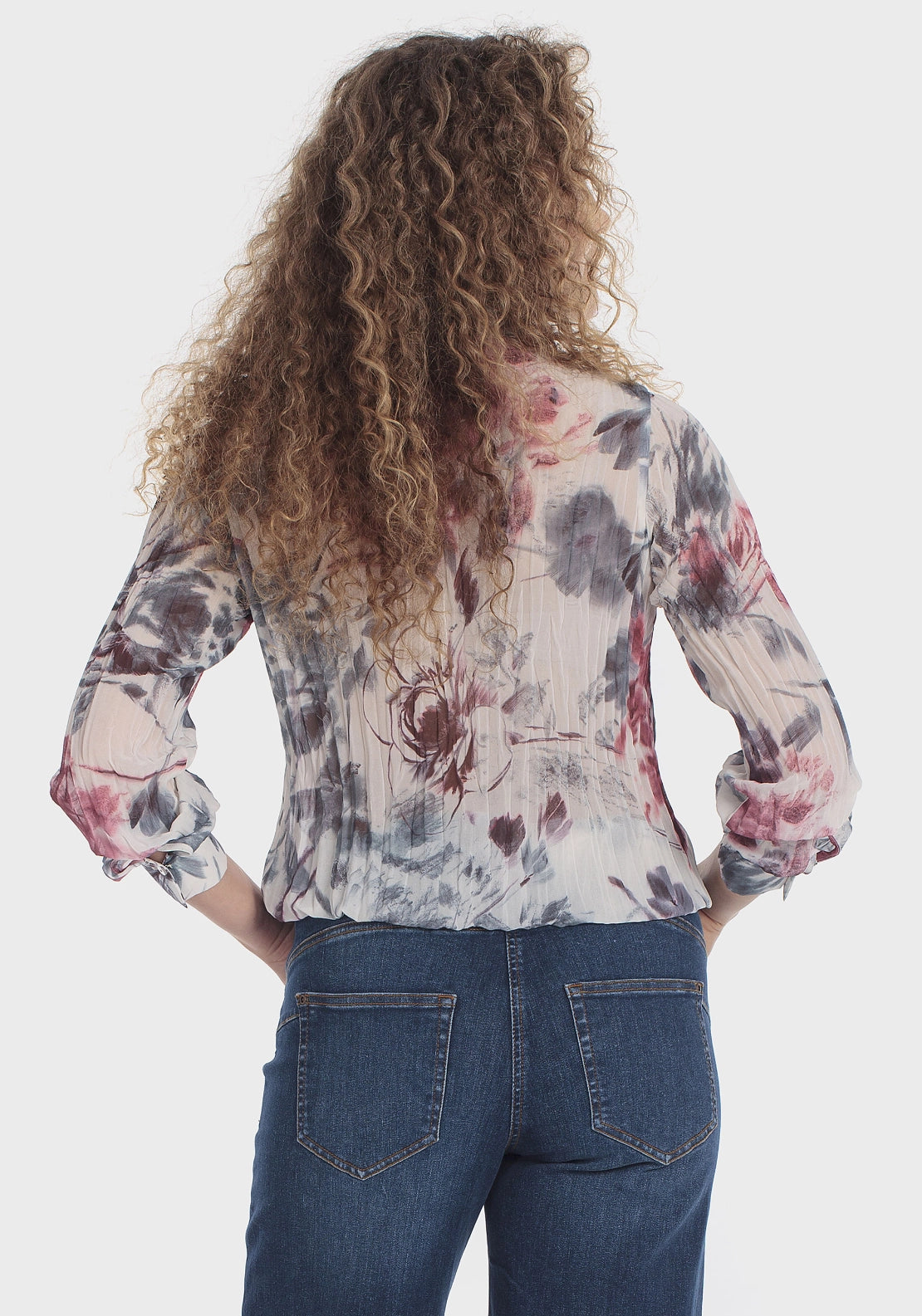 Printed Pleated Shirt - Red Ruby