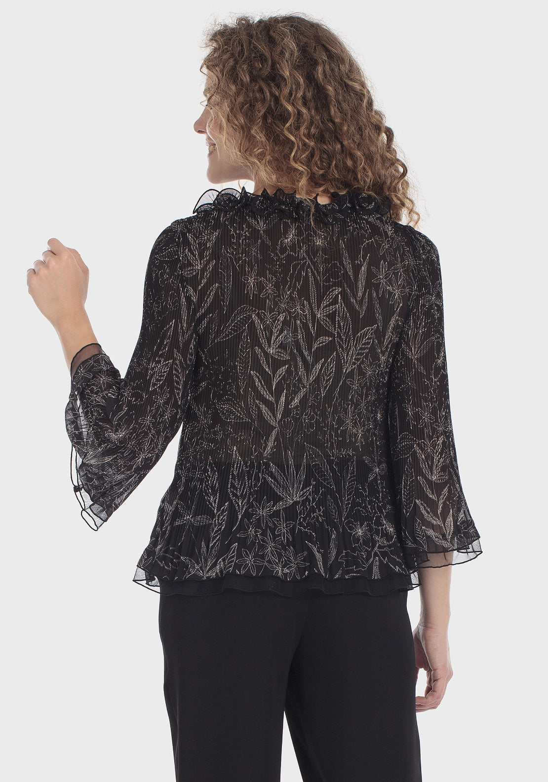 Printed Pleated Shirt - Black