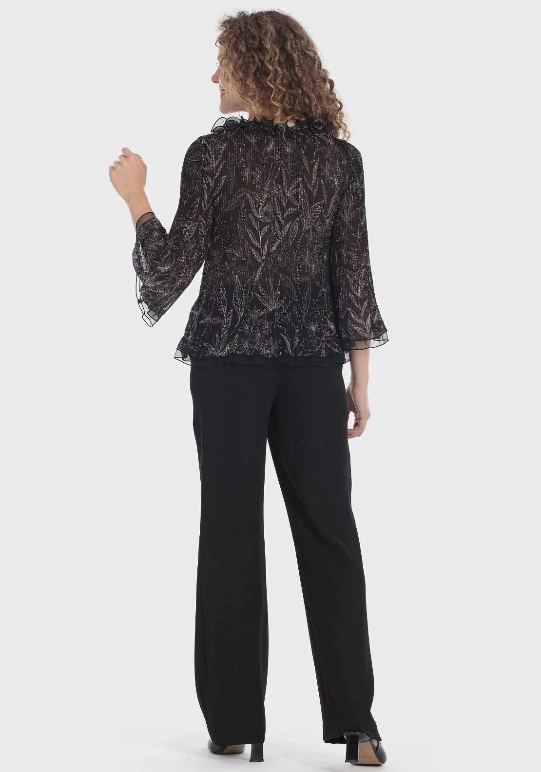 Printed Pleated Shirt - Black