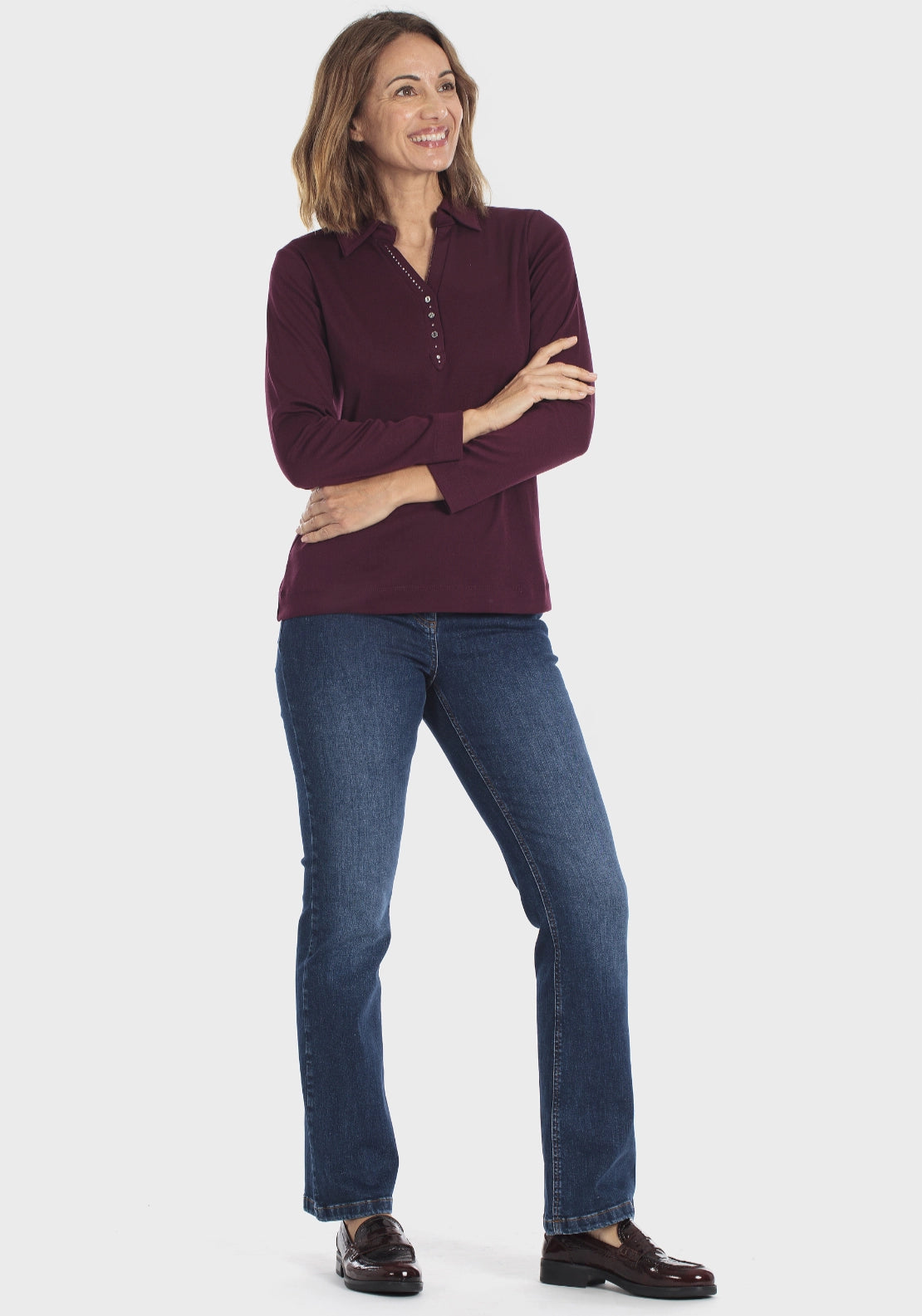 Buttoned Polo - Purple Mulberry