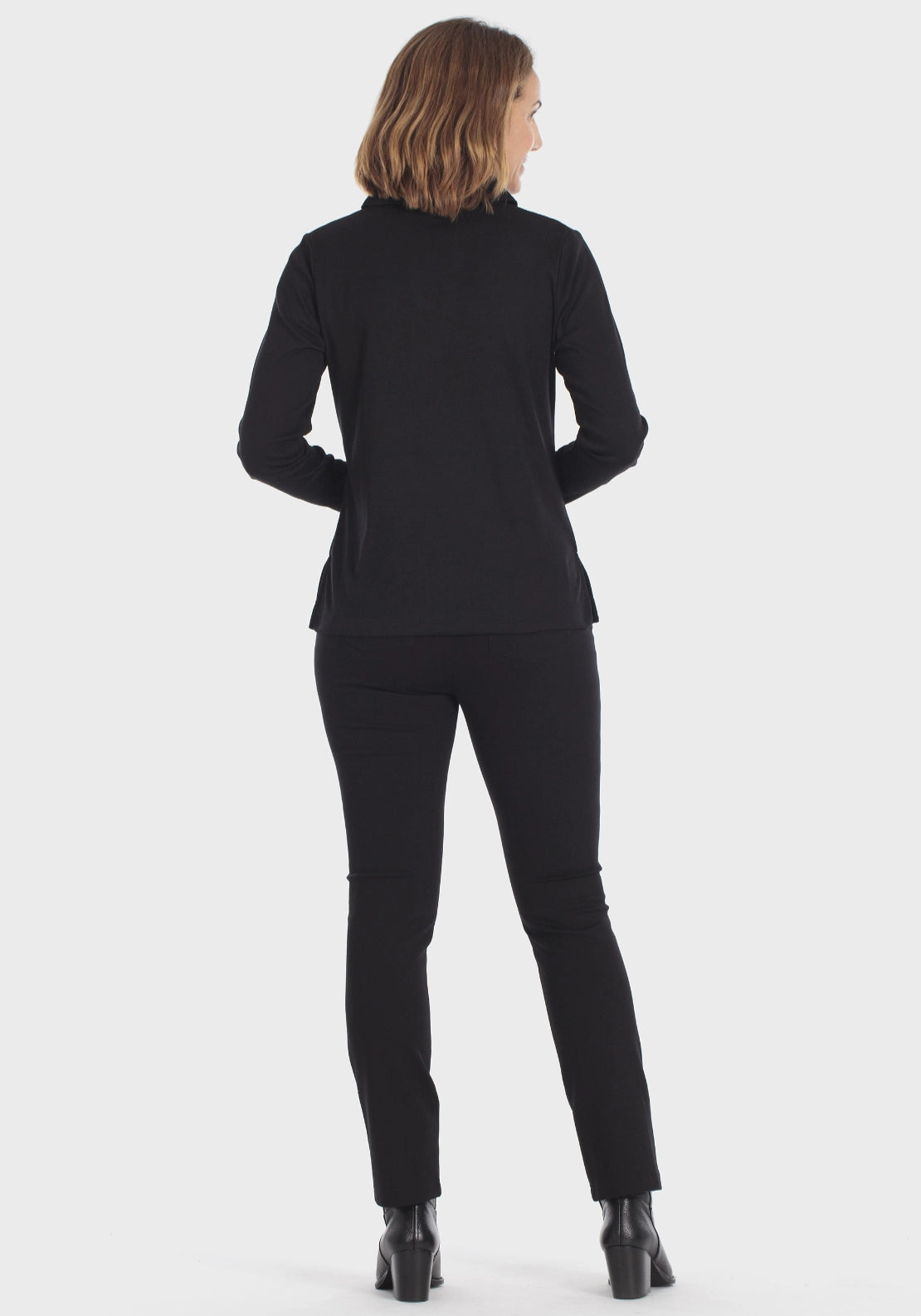 Embellished Long Sleeve Polo - Black