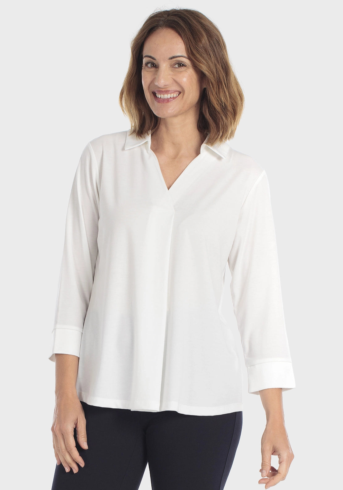 White Collared Shirt - White