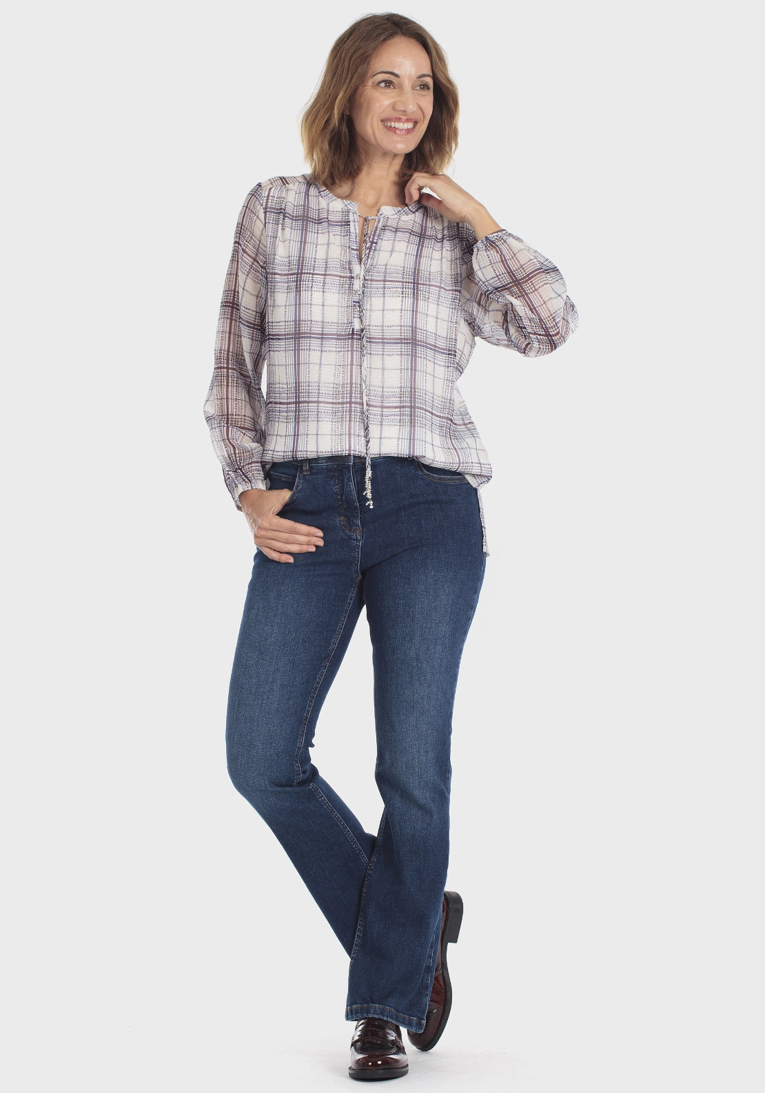 Printed Blouse - Blue Cranberry