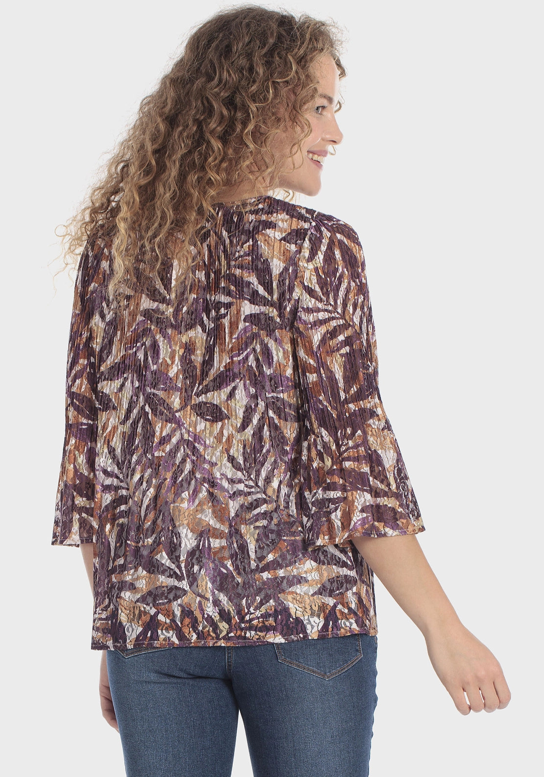 Printed Lace Blouse - Purple Mulberry