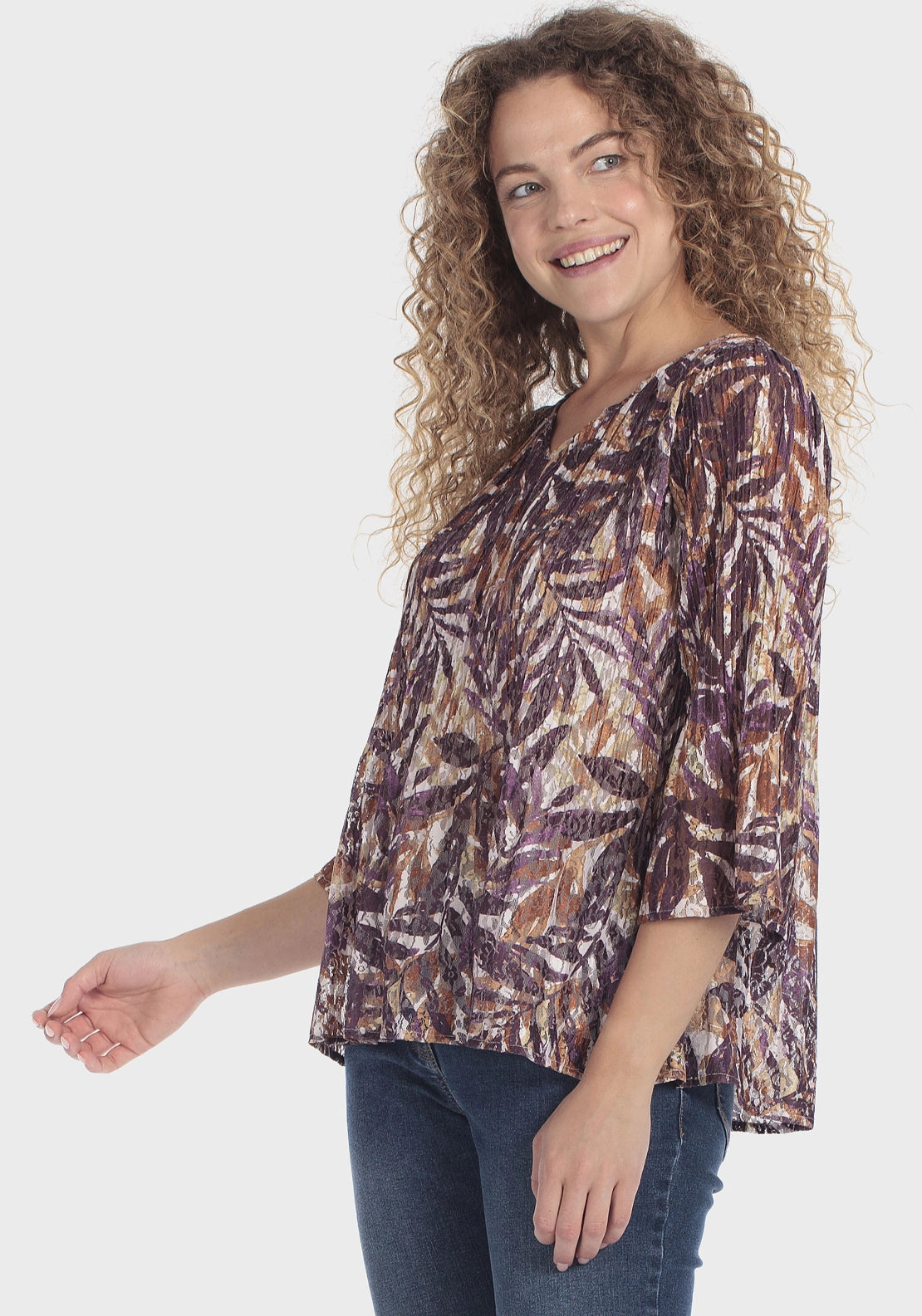 Printed Lace Blouse - Purple Mulberry