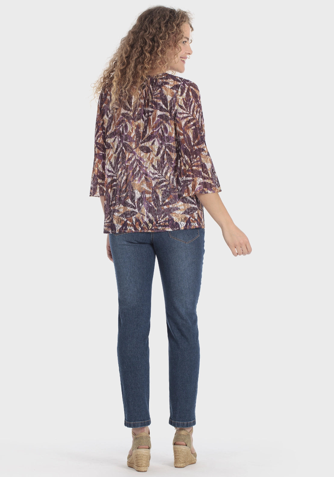 Printed Lace Blouse - Purple Mulberry