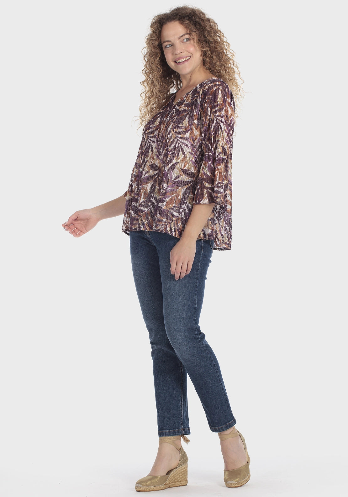 Printed Lace Blouse - Purple Mulberry