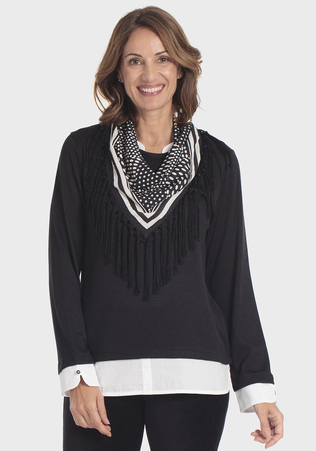 Silk Scarf T-Shirt - Black